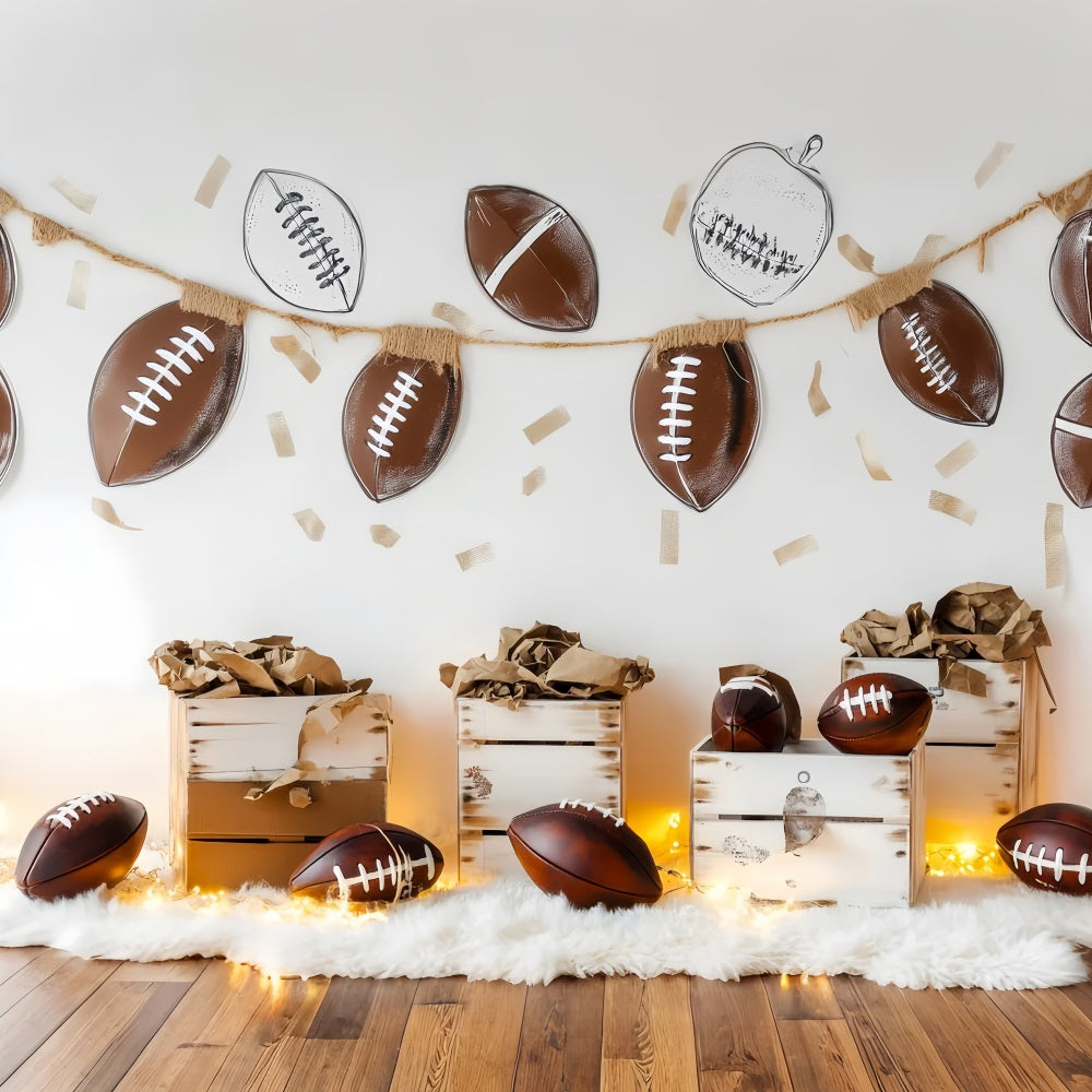 Toile de fond sportive Football Guirlandes Boîtes Décoration Toile de fond football LXX59-317