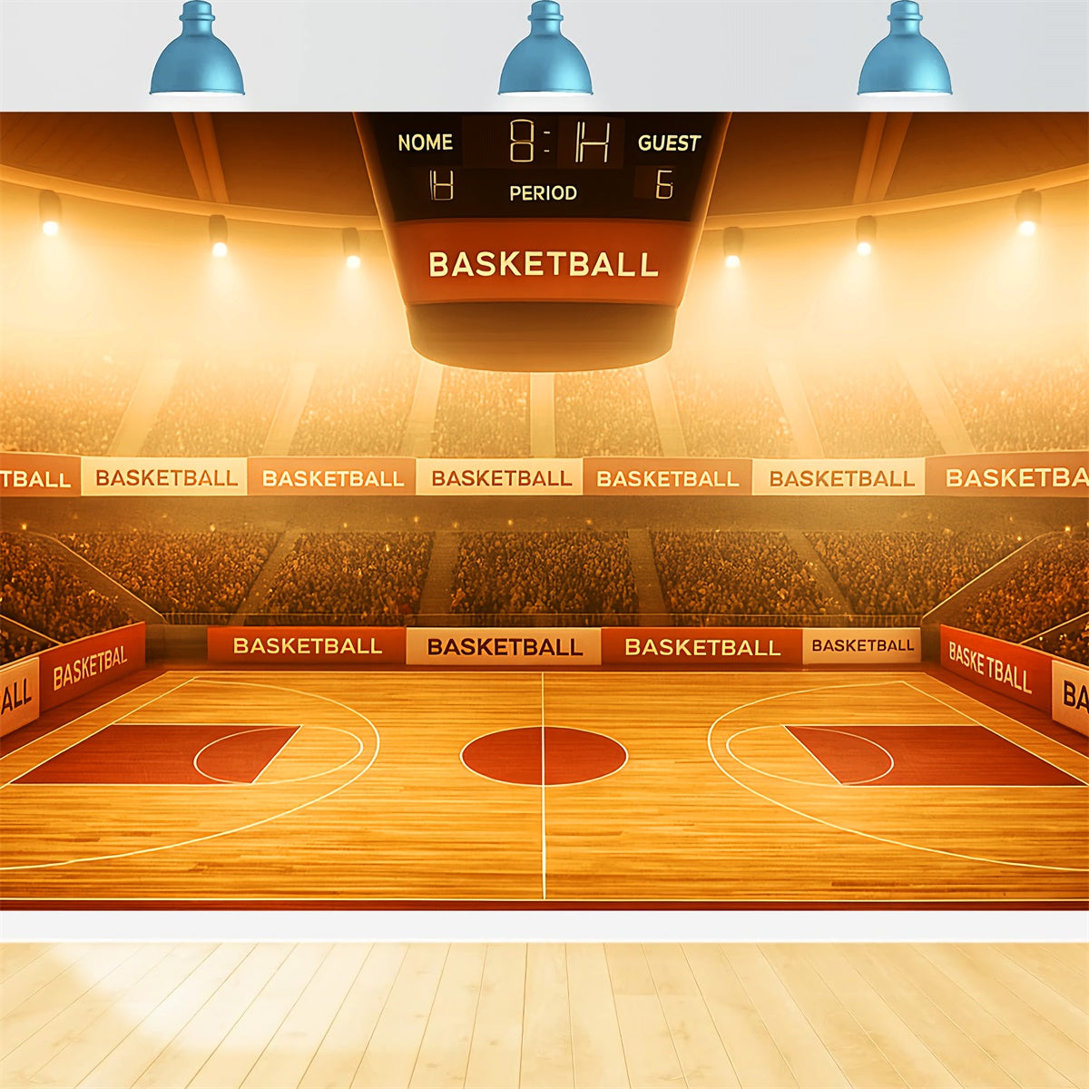 Toiles de fond de basket-ball Toile de fond de terrain de basket-ball Golden Glow LXX59-327