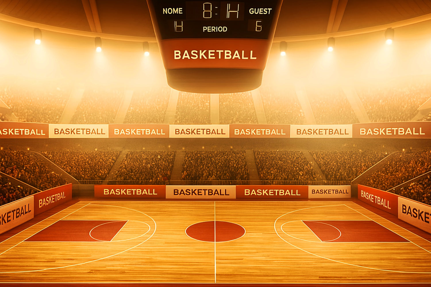 Toiles de fond de basket-ball Toile de fond de terrain de basket-ball Golden Glow LXX59-327