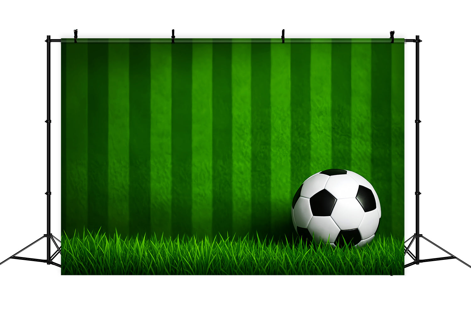 Toiles de fond pour le football Toile de fond sportive pour photographie avec ballon de football et gazon rayé LXX59-331