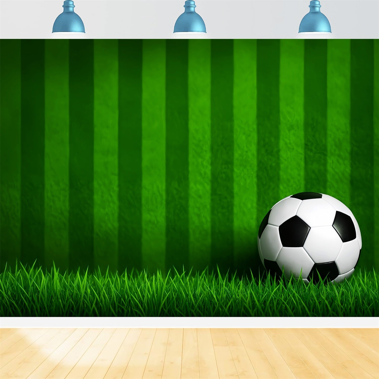 Toiles de fond pour le football Toile de fond sportive pour photographie avec ballon de football et gazon rayé LXX59-331
