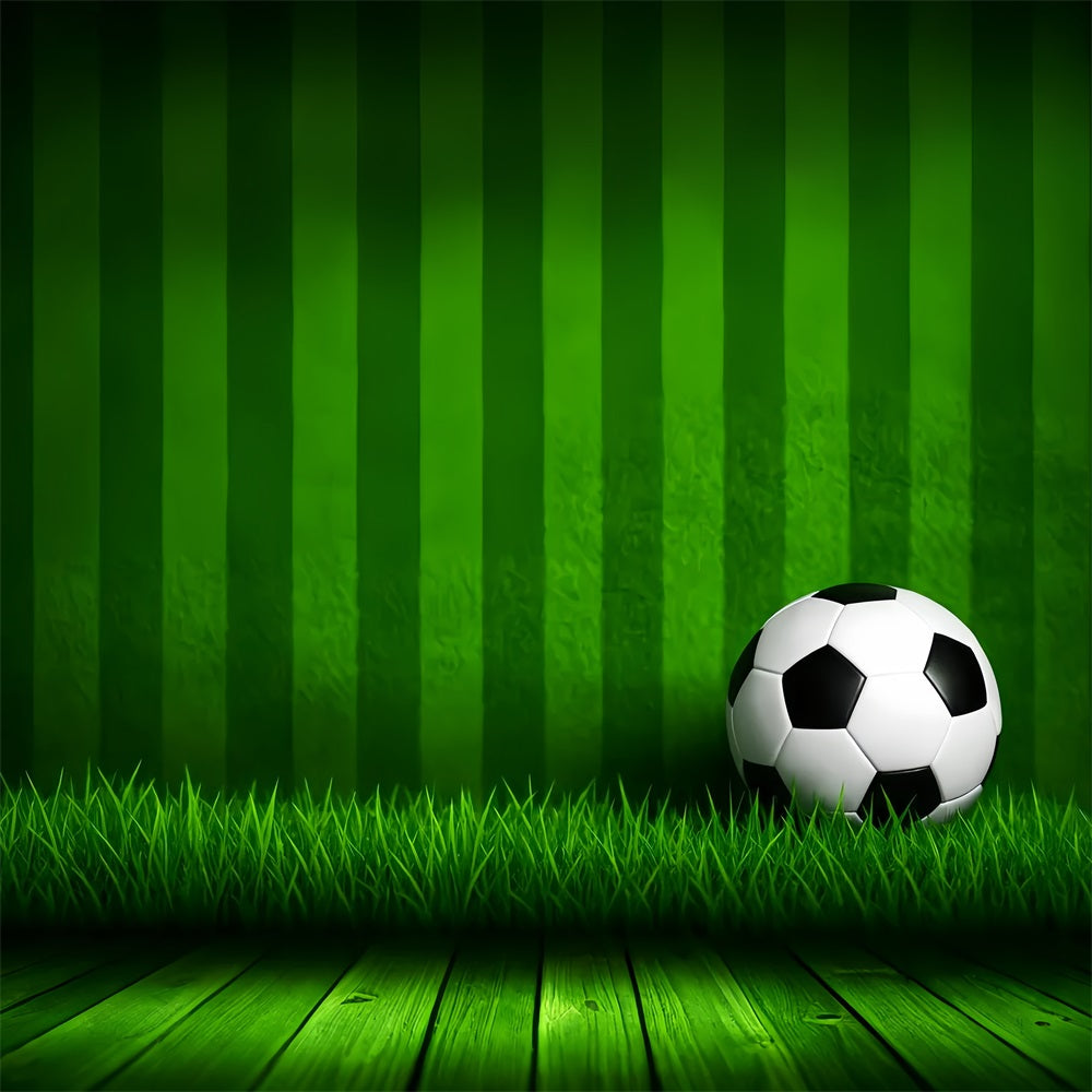 Toiles de fond pour le football Toile de fond sportive pour photographie avec ballon de football et gazon rayé LXX59-331