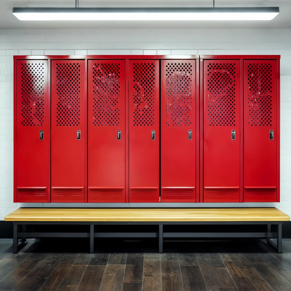 Fond sportif Banc rouge de vestiaire Fonds sportifs pour la photographie LXX59-347