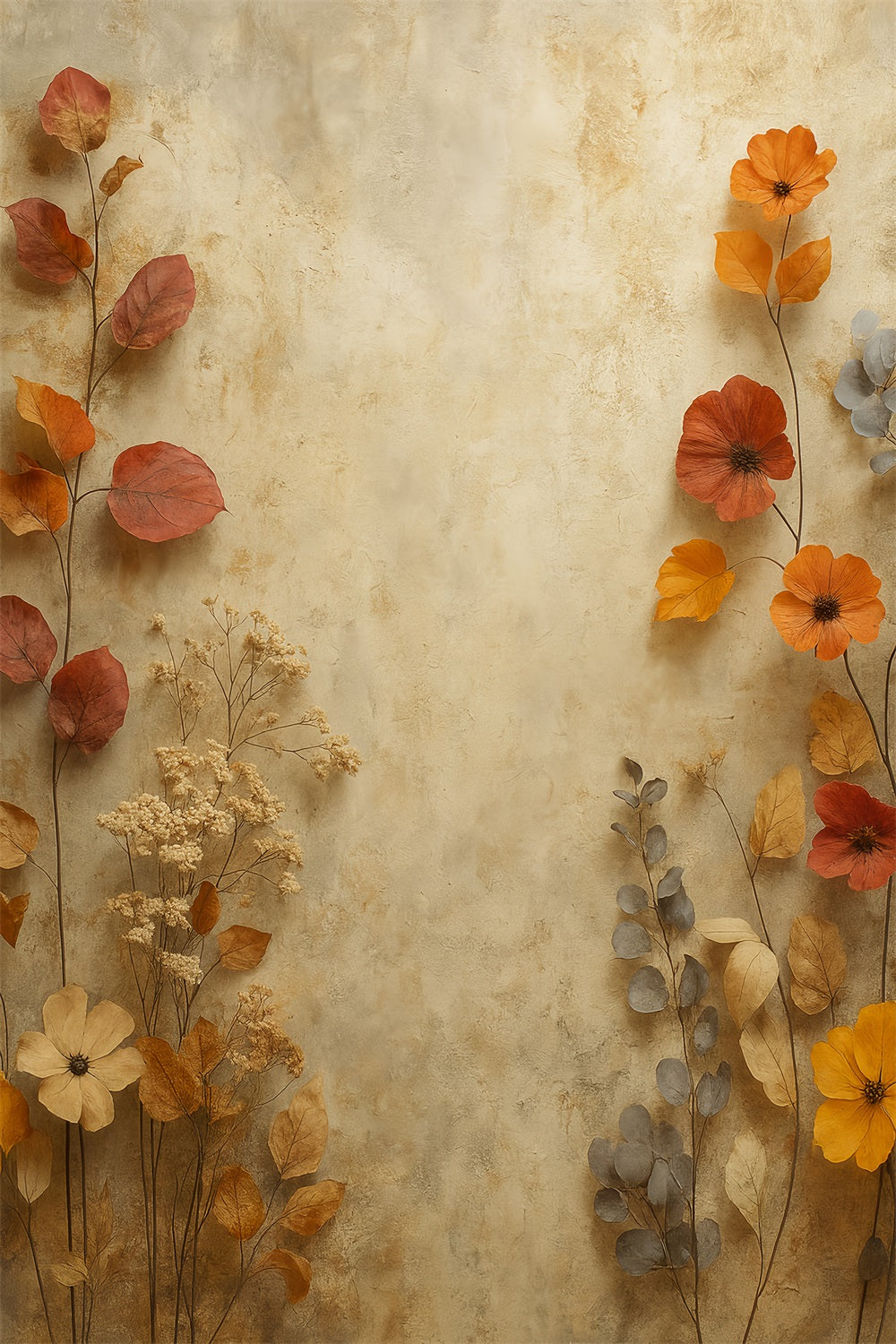 Toiles de fond pour portraits Toile de fond pour portraits avec texture florale séchée d'automne LXX59-425