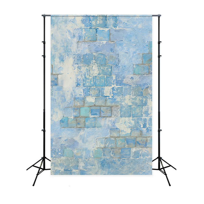 Fond mur en béton Texture brique bleu clair Fonds pour portraits LXX59-444
