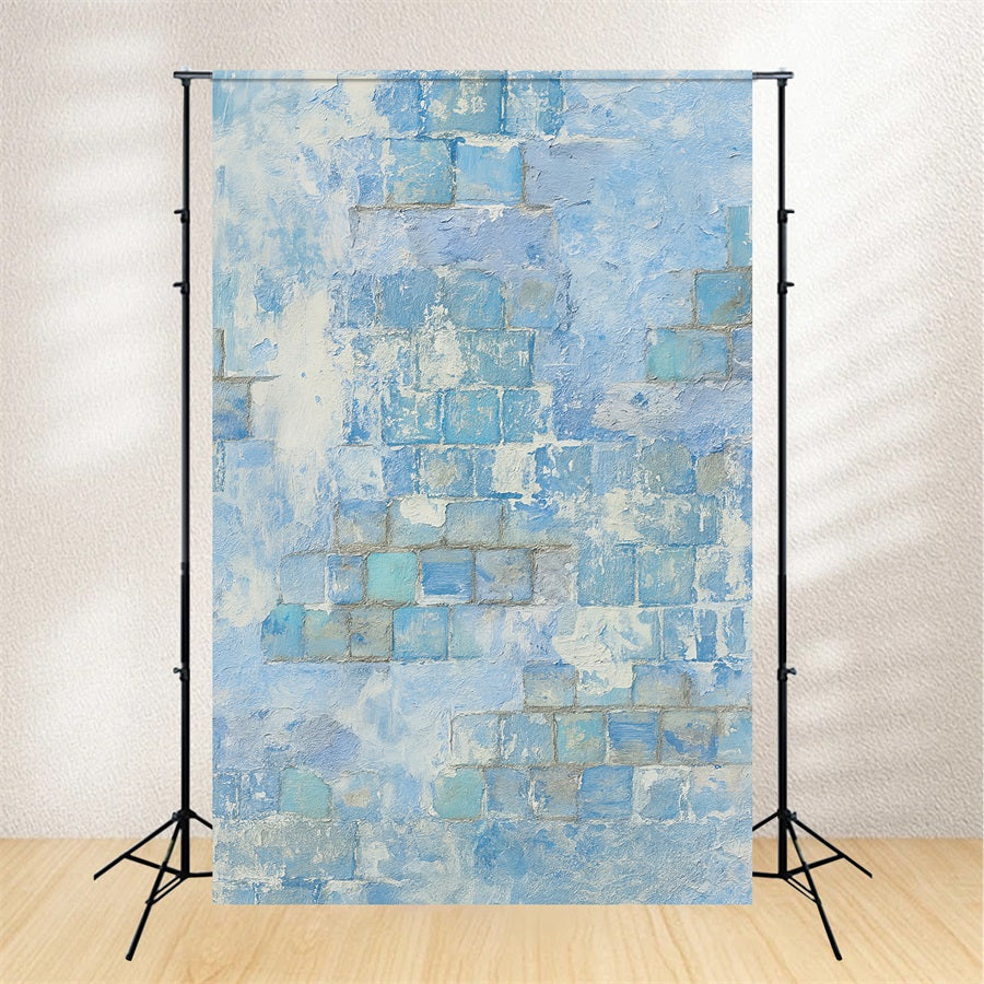 Fond mur en béton Texture brique bleu clair Fonds pour portraits LXX59-444