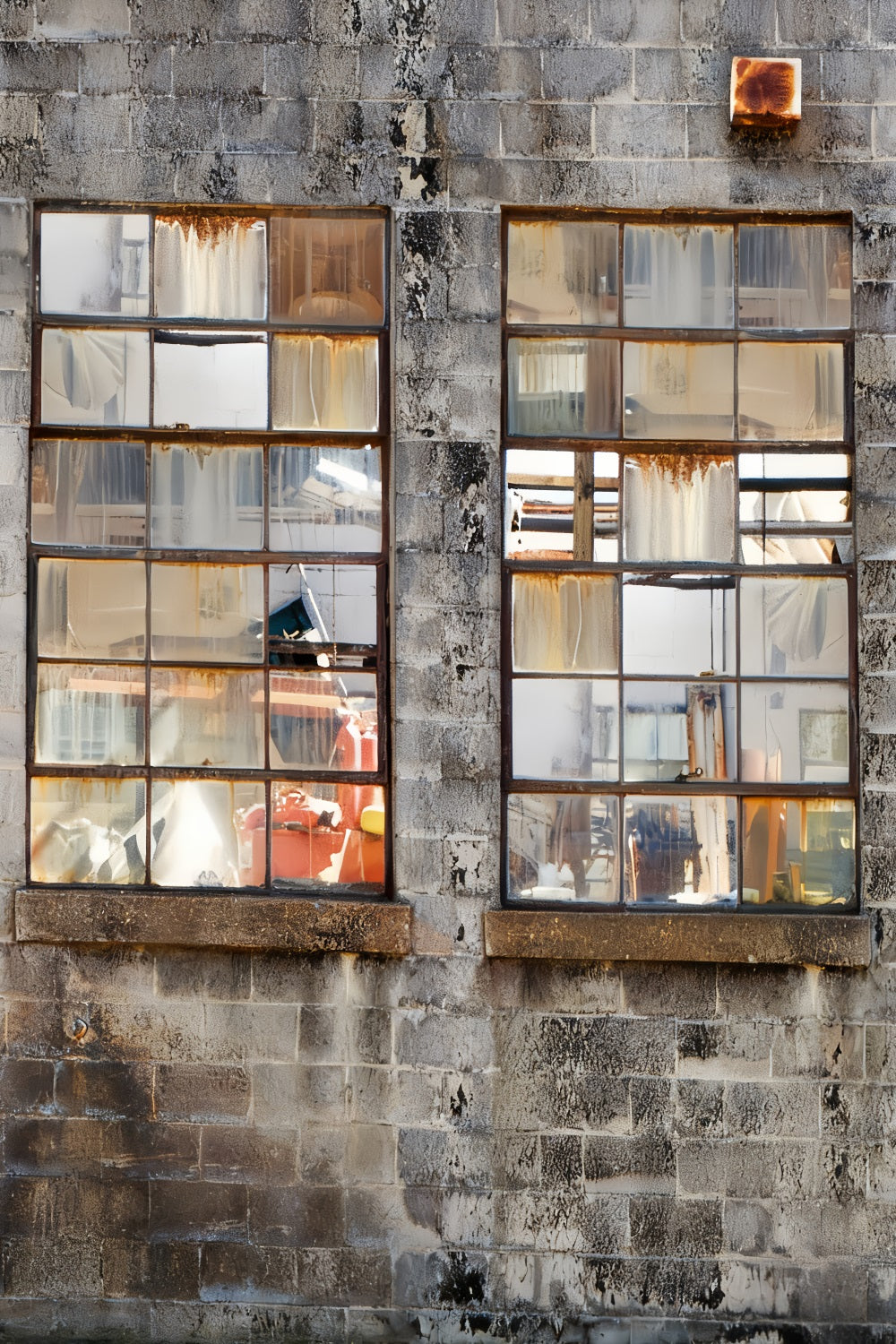 Fond en béton Fenêtre industrielle rouillée Fond pour portraits de famille LXX59-445