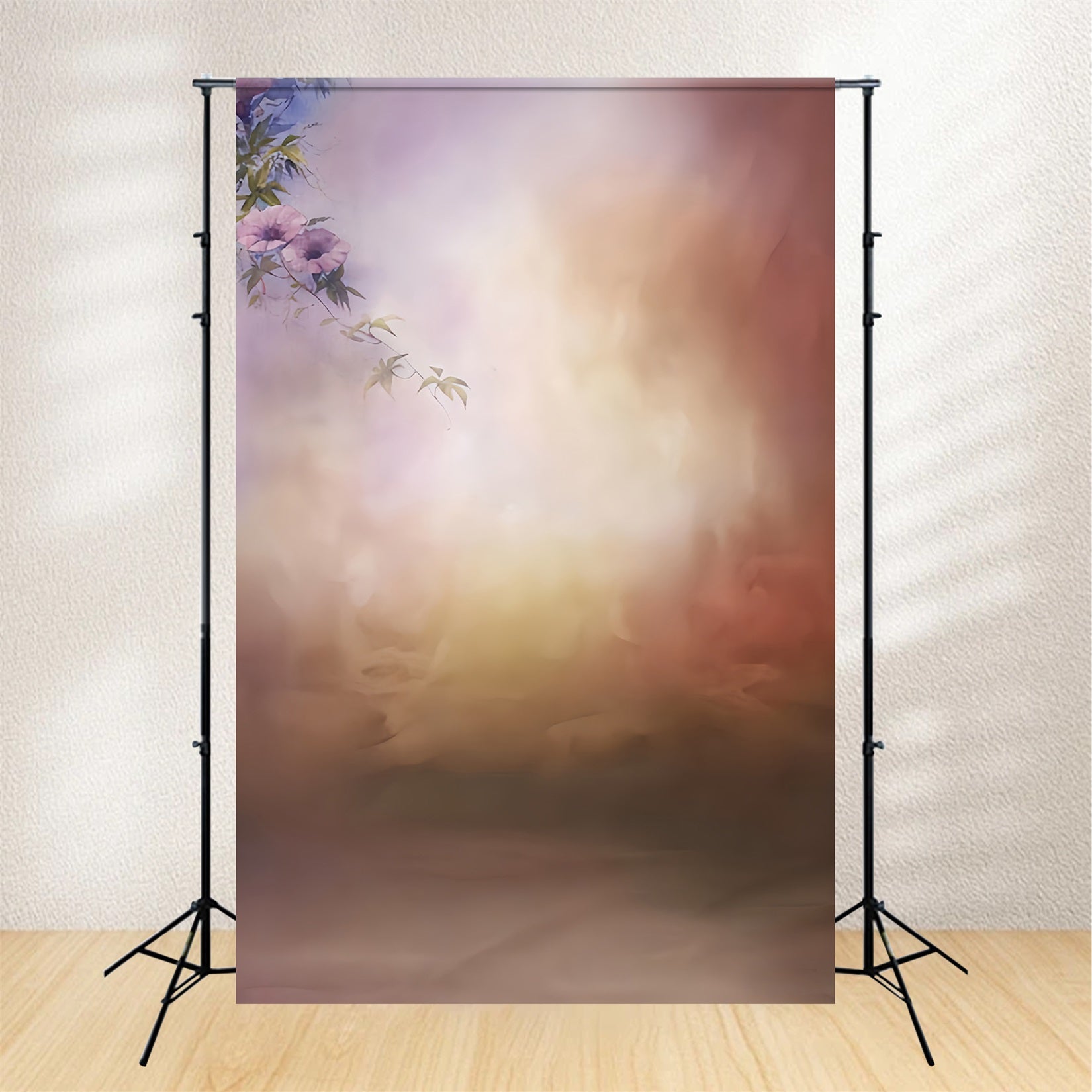 Fond pour portrait Fond pour portrait scolaire avec dégradé de couleurs chaudes et motif floral LXX59-467