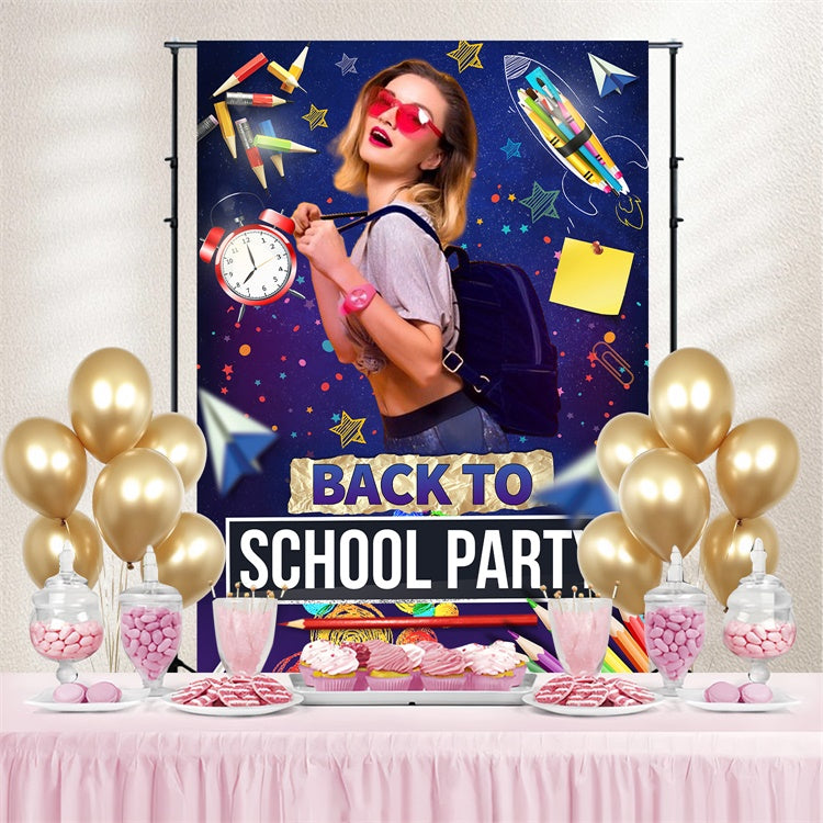 Toile de fond Retour à l’École Personnalisable Fête Scolaire Cosmique LXX6-29
