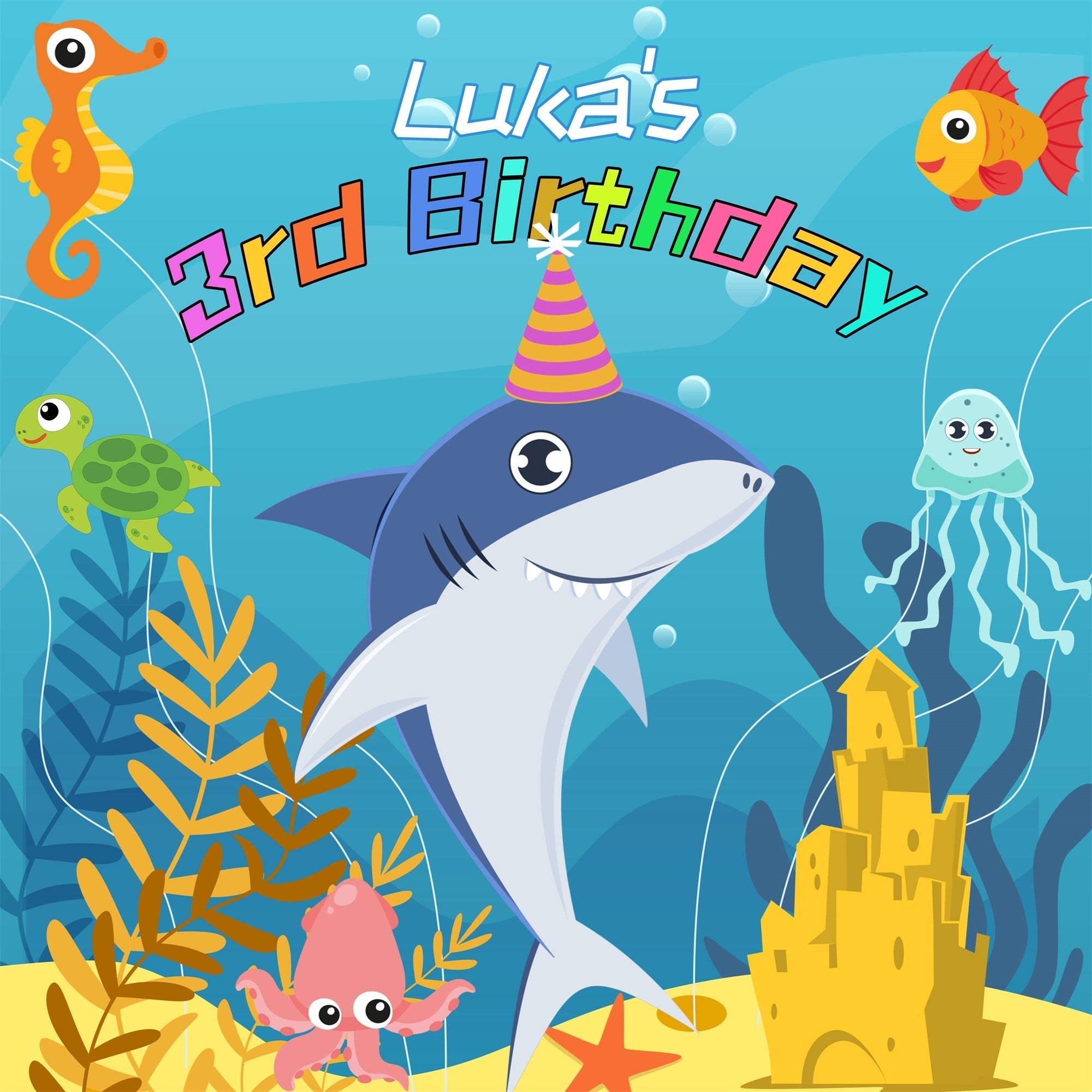 Toile de fond Personnalisable Anniversaire Requin Bébé Fête LXX6-69