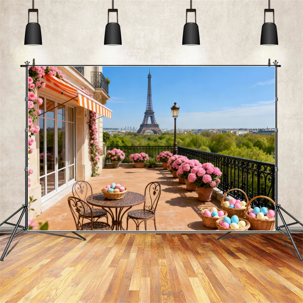 Fond Photo Pâques Balcon Paris Tour Eiffel LXX61-113