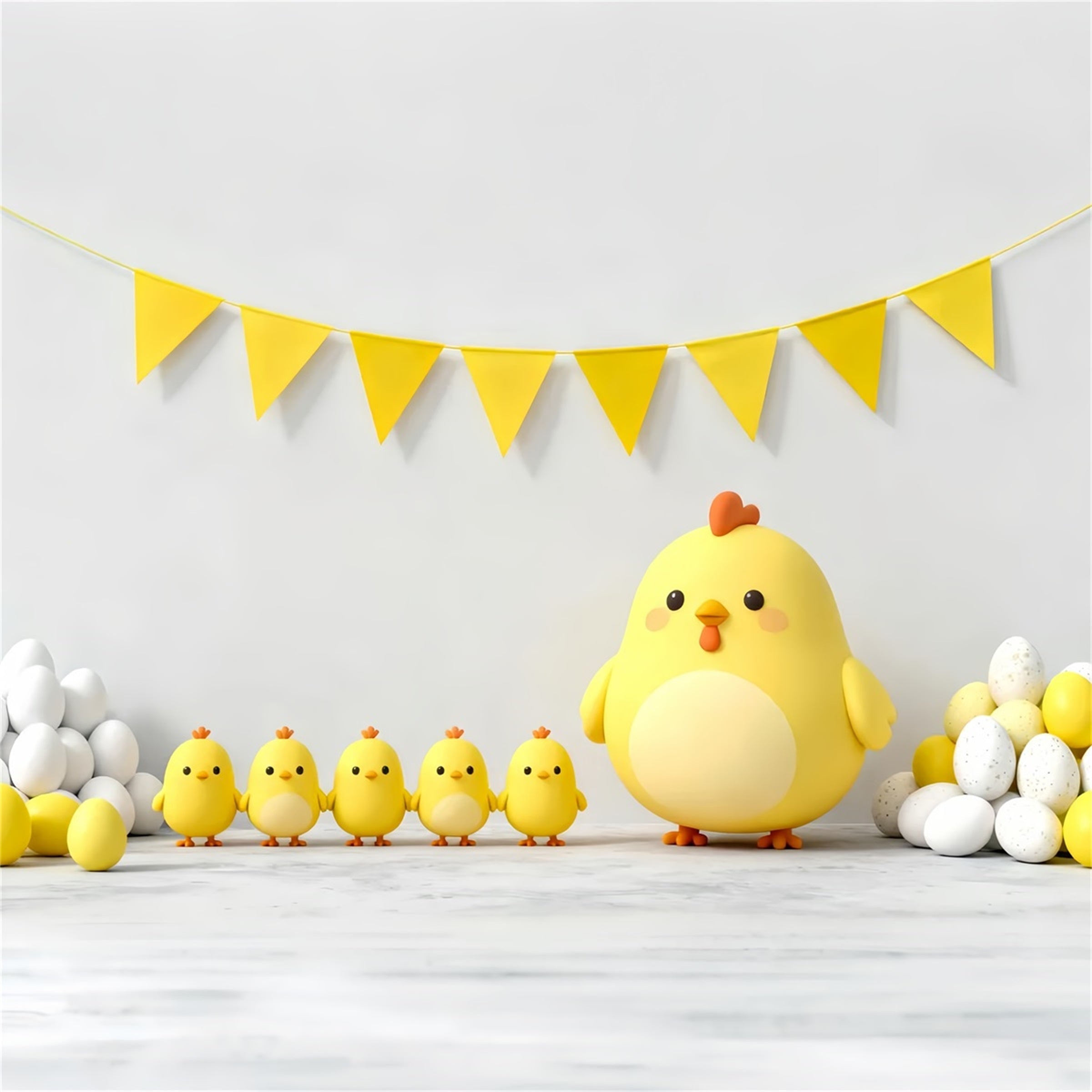 Fond Photo Pâques Guirlande Fanions Jaunes Œufs LXX61-121