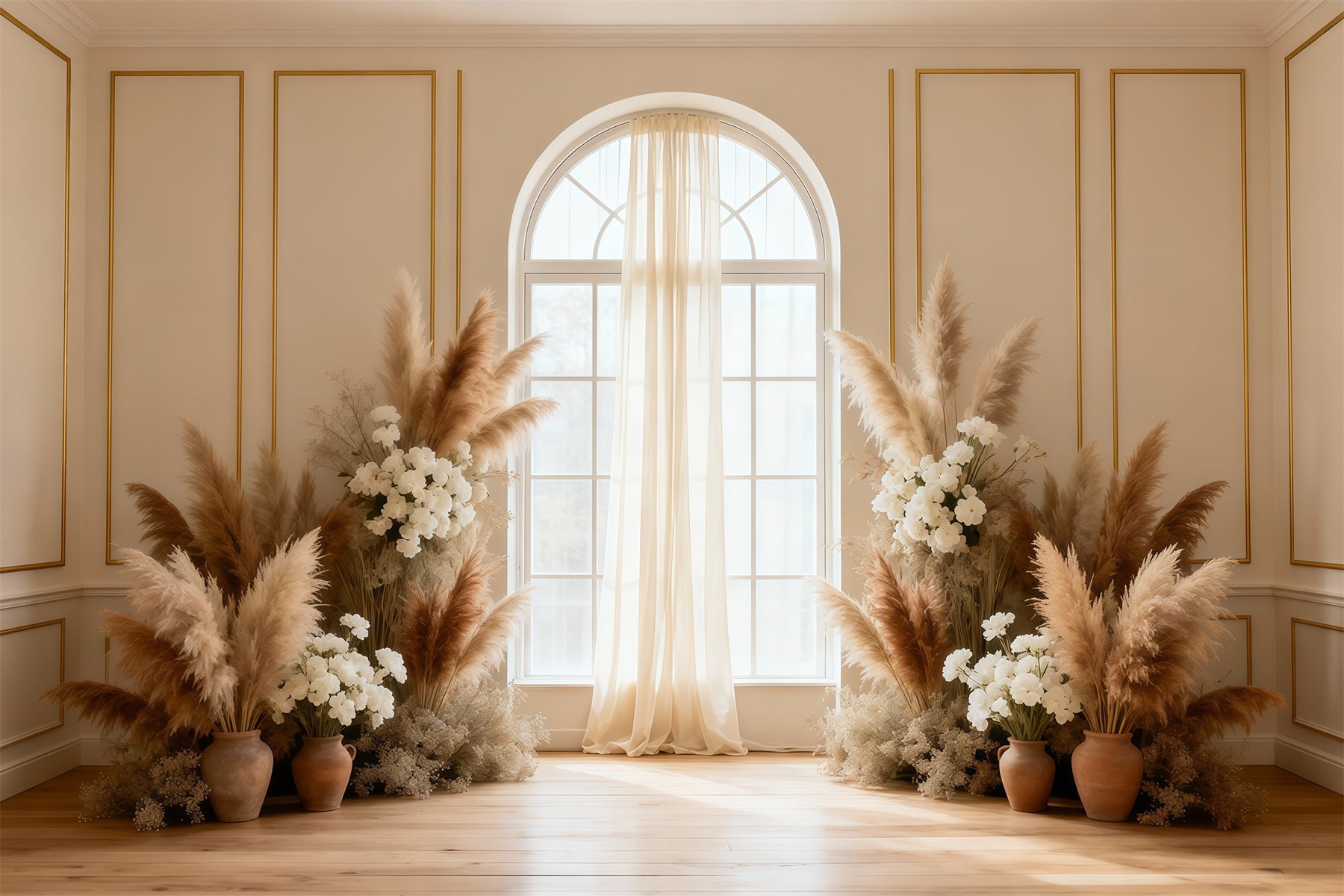 Toile de fond Photo Printemps Fenêtre Pampas Minimal Élégance LXX61-156