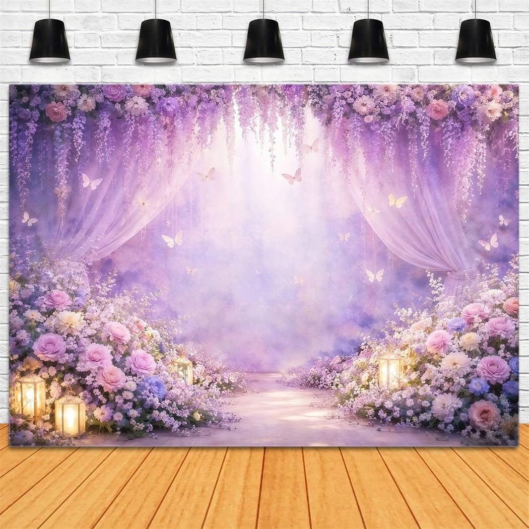 Toile de fond Printemps Rideau Violet Fleurs Lavande LXX61-158