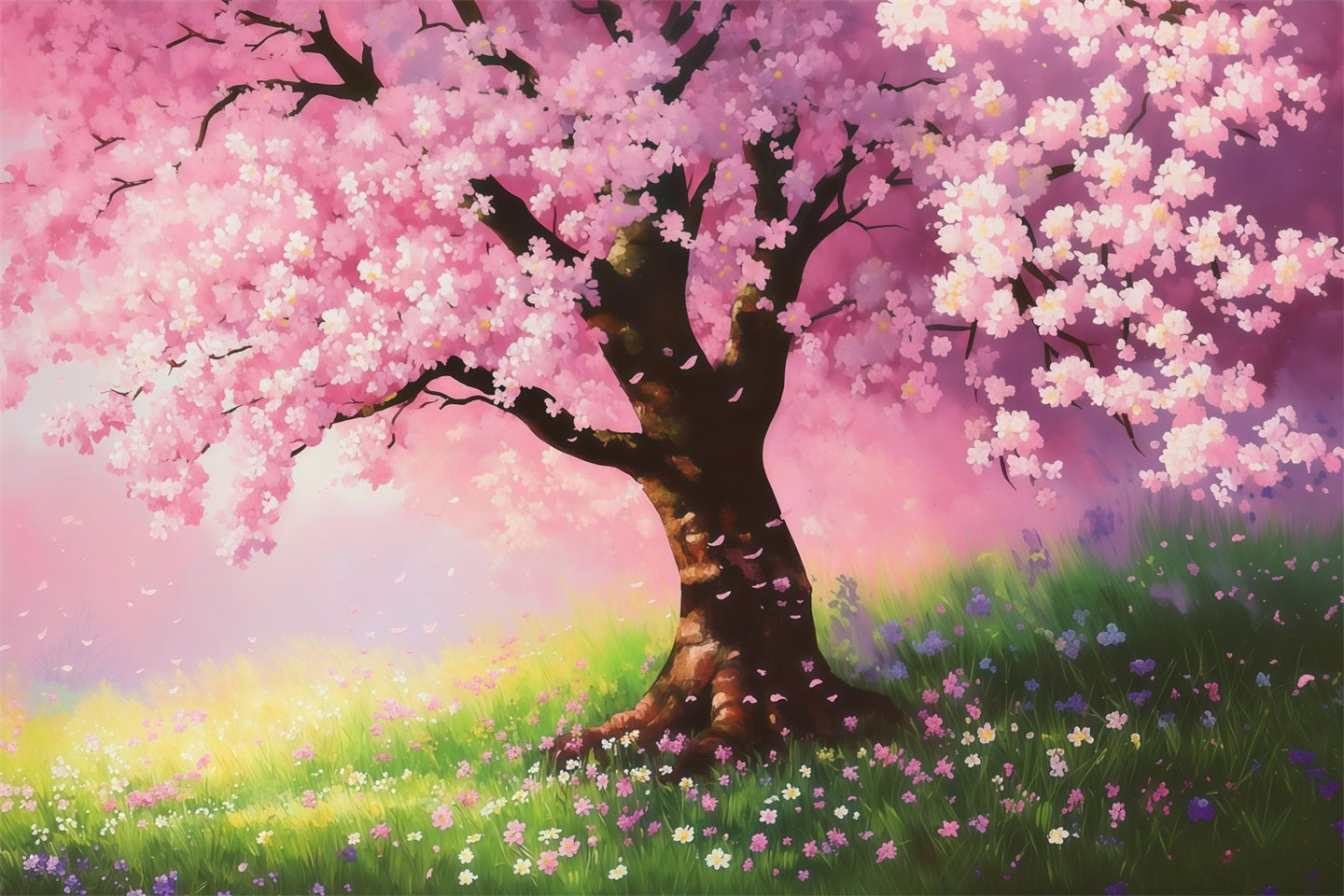 Toile de fond Photo Fleur Champ Sakura Peint Rêveur LXX61-176