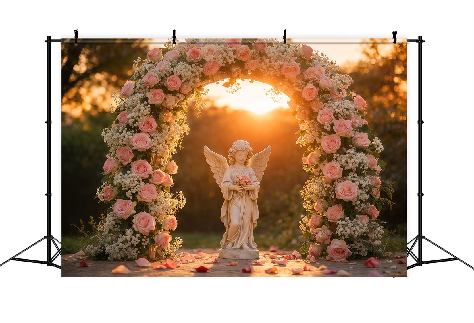 Toile de fond Fleur Heure Dorée Anges Arche Roses LXX61-182