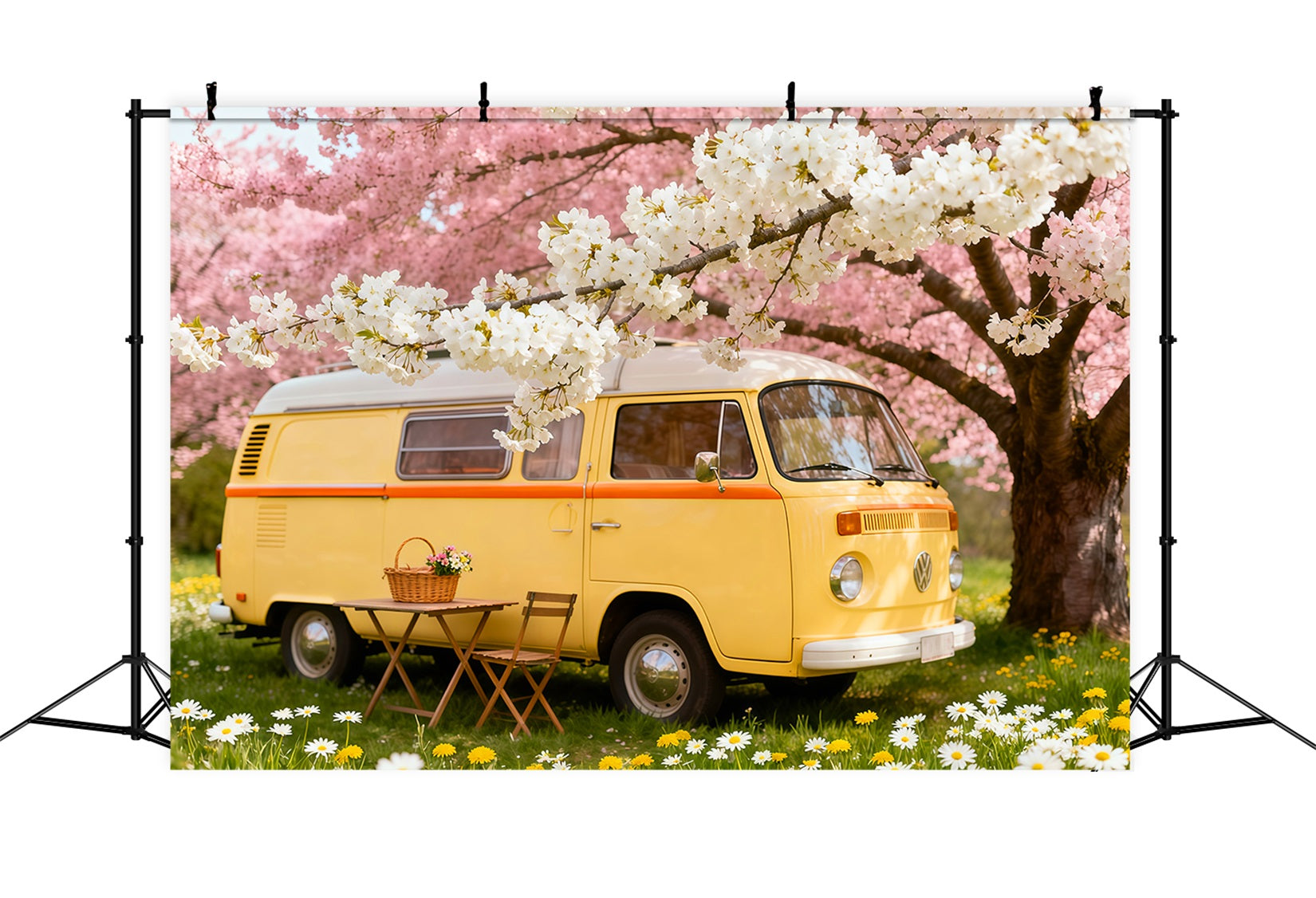 Toile de fond Photo Fleur Pique-Nique Camping-Car Fleurs Cerisier LXX61-184
