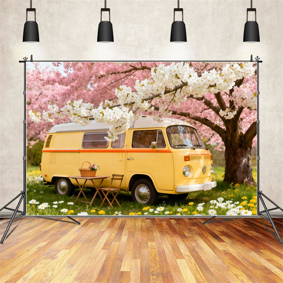 Toile de fond Photo Fleur Pique-Nique Camping-Car Fleurs Cerisier LXX61-184