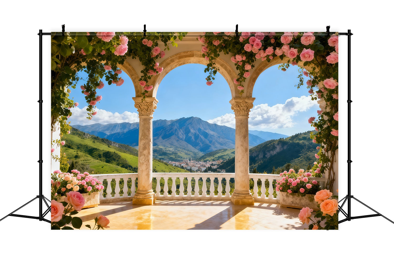 Toile de fond Fleur Colonne Fleurs Vue Montagne LXX61-190