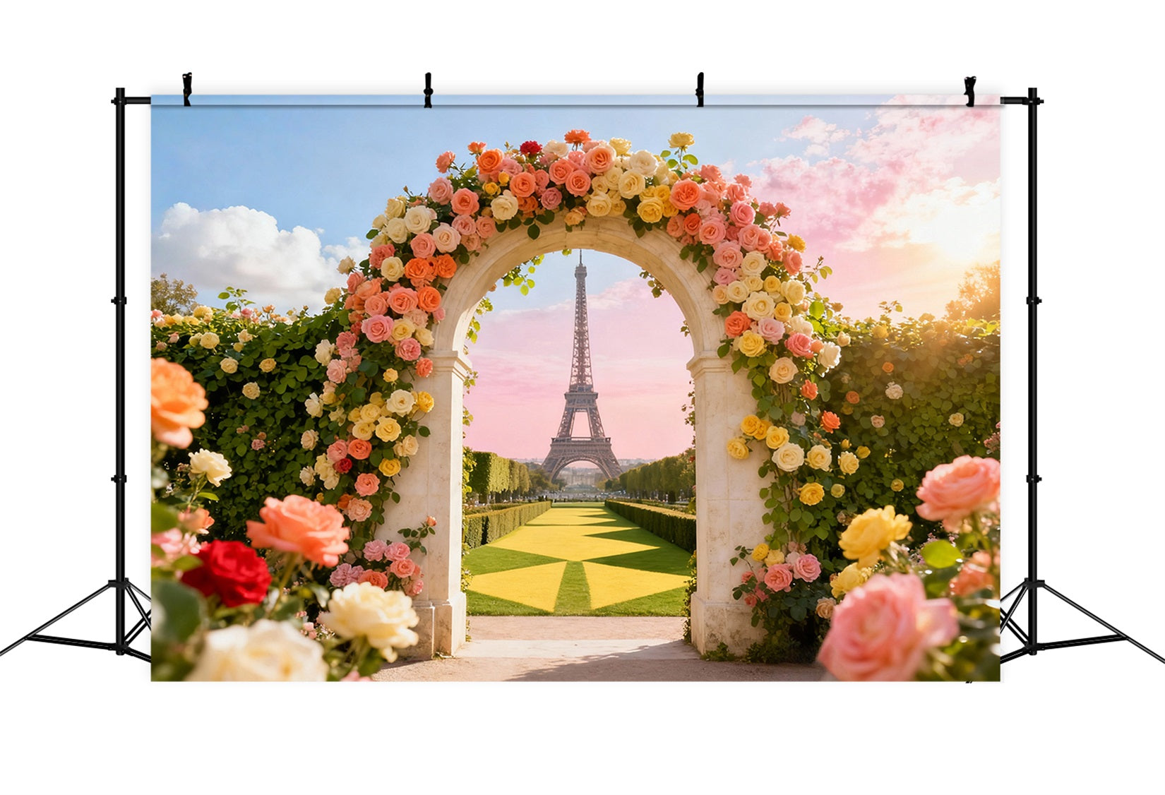 Fond Photo Floral Vue Tour Eiffel Porte Arche LXX61-193