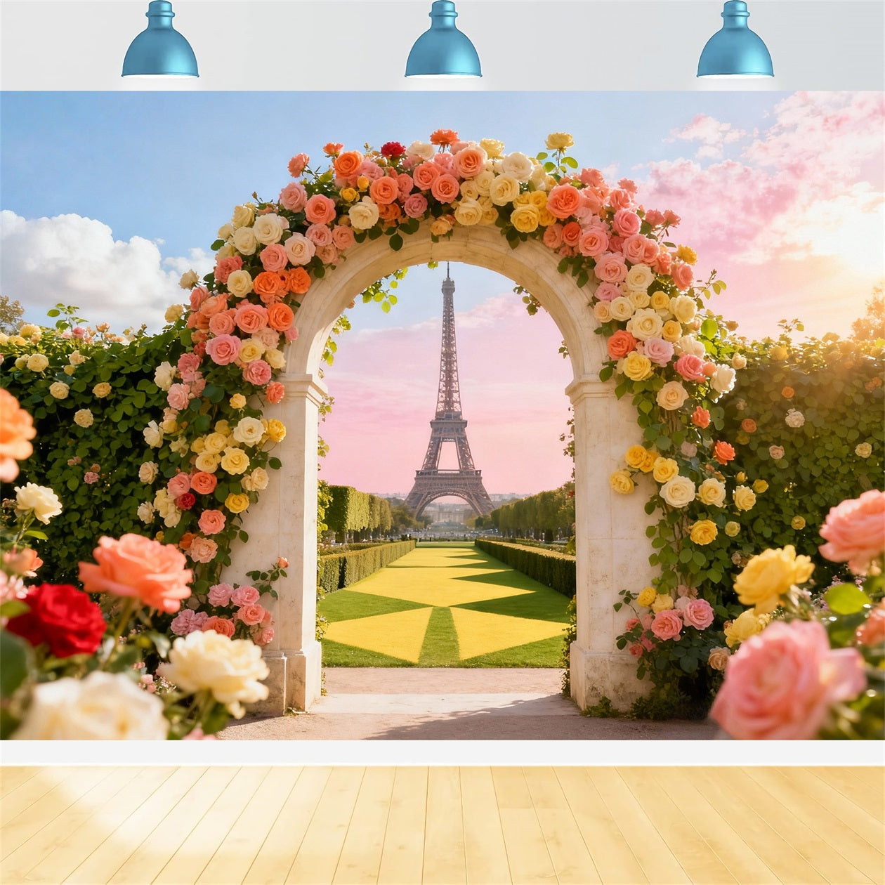 Fond Photo Floral Vue Tour Eiffel Porte Arche LXX61-193