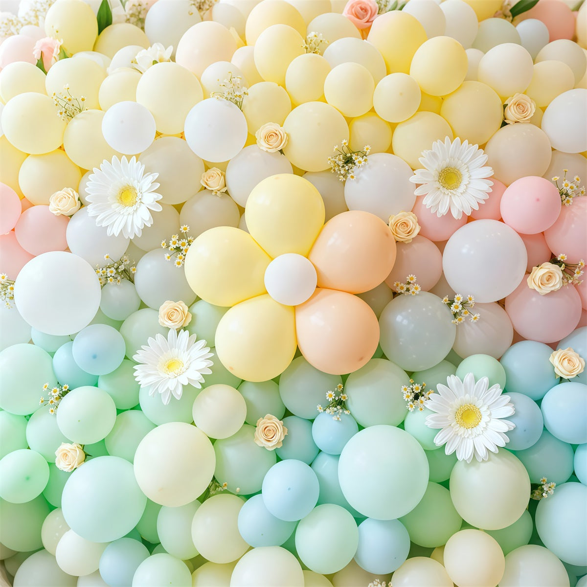 Fond Photo Floral Mur Ballons Fleurs Pastel LXX61-197