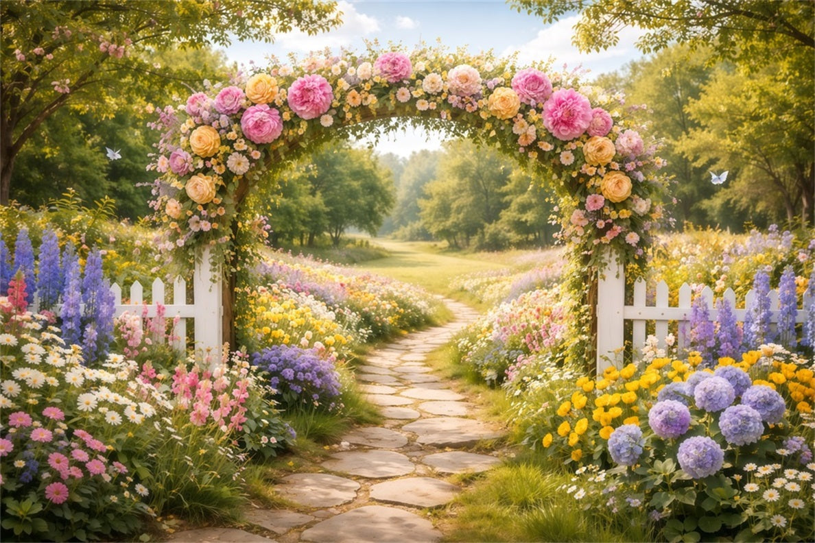 Toile de fond Fleur Arche Fleurs Sauvages Sentier Prairie LXX61-206