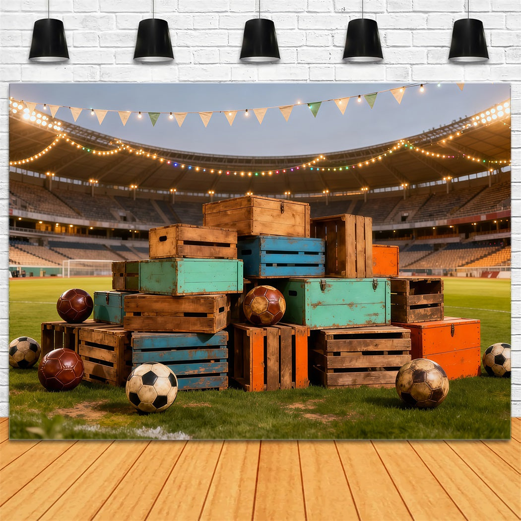Fond Studio Photo Football Caisse Vintage Terrain Nuit LXX61-217