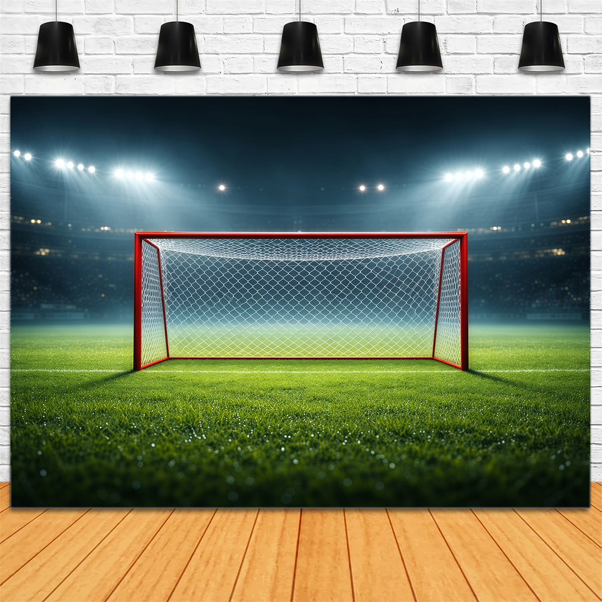 Toile de Fond Terrain de Football But Central Sous Projecteurs LXX61-220