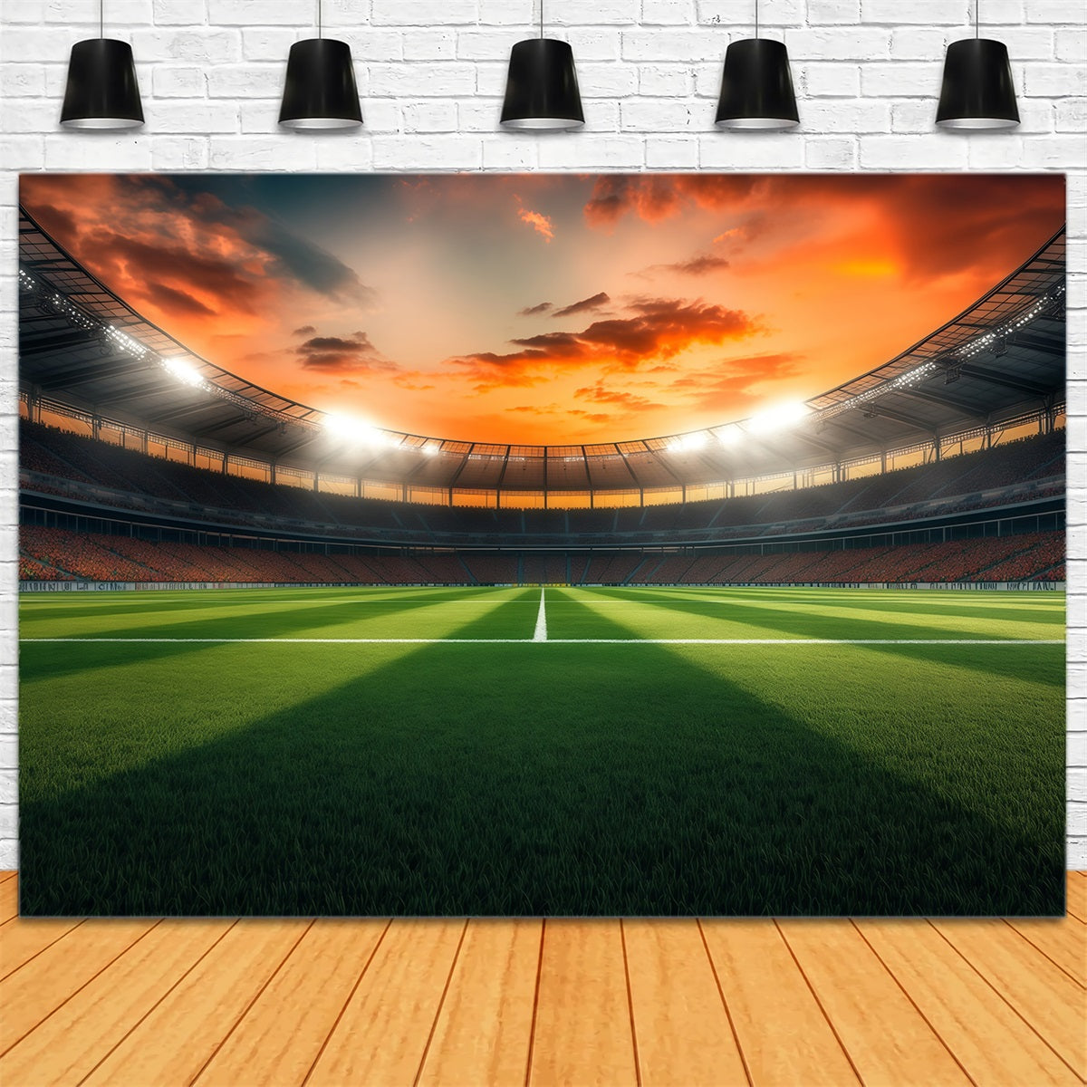 Fonds Photo Football Panorama Terrain Arène Coucher De Soleil LXX61-221