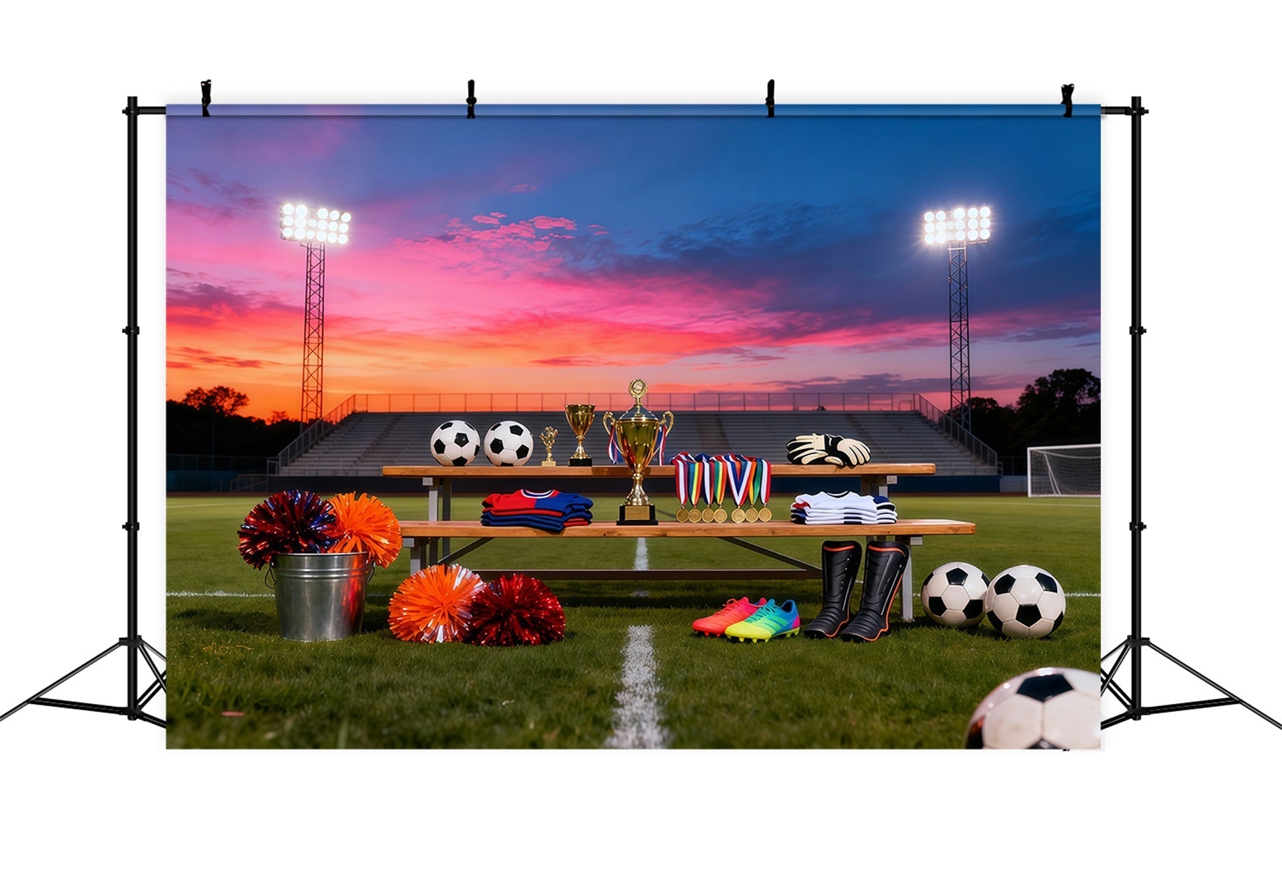 Toile de Fond Football Présentation Trophée Récompenses Coucher De Soleil LXX61-225