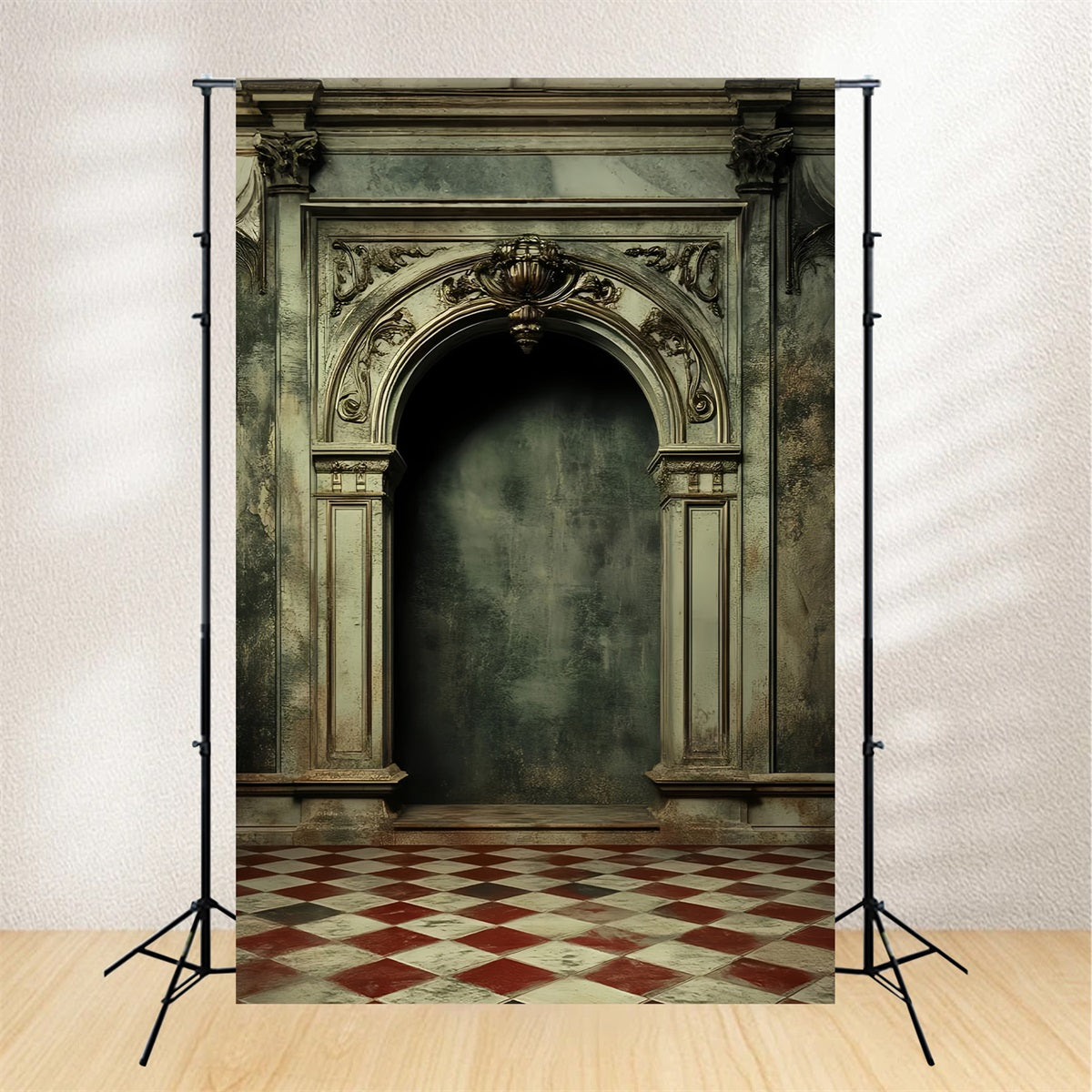 Toile de fond pour photo portrait arcade baroque marbre intérieur vintage LXX61-30