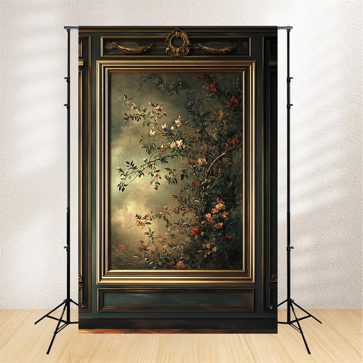 Fond pour portrait de famille Peinture florale classique encadrée Fonds pour studio de portrait LXX61-32