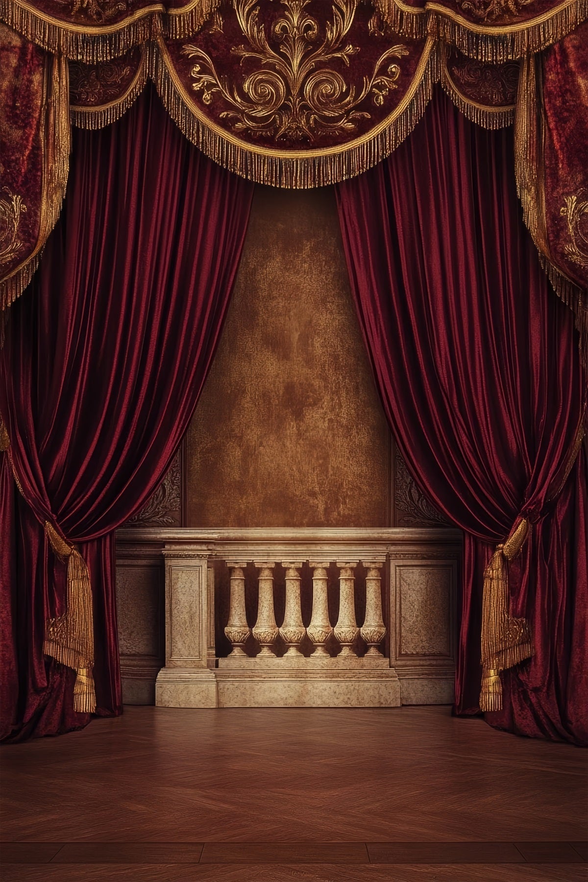 Fonds pour studio de portrait Rideau de velours baroque Intérieur Fond photo antique LXX61-34