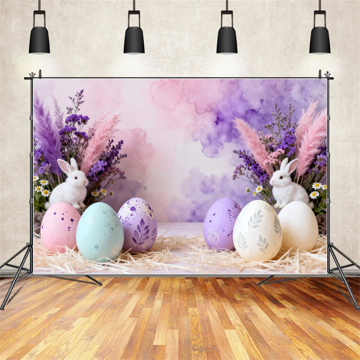 Fond de Pâques Nature Morte Lapin Œuf Pastel LXX61-64