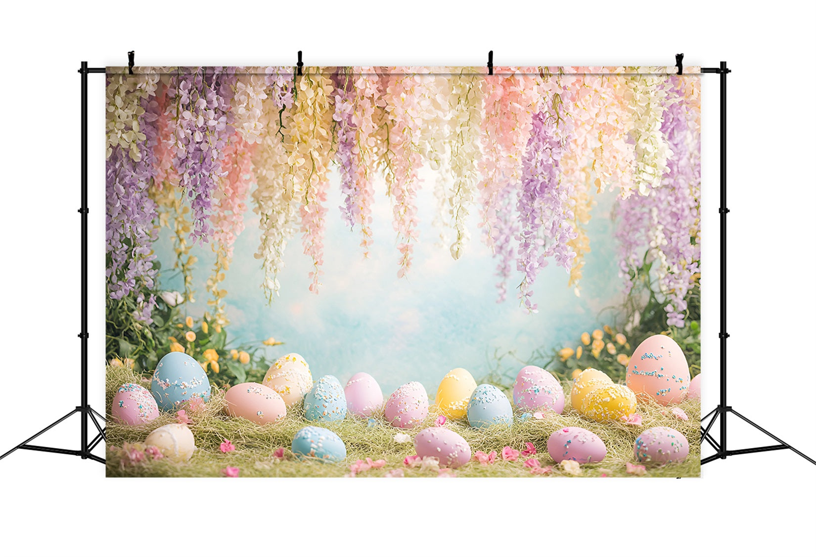 Toile de fond Pâques Prairie Fleurs Sauvages Glycine Suspendue LXX61-66