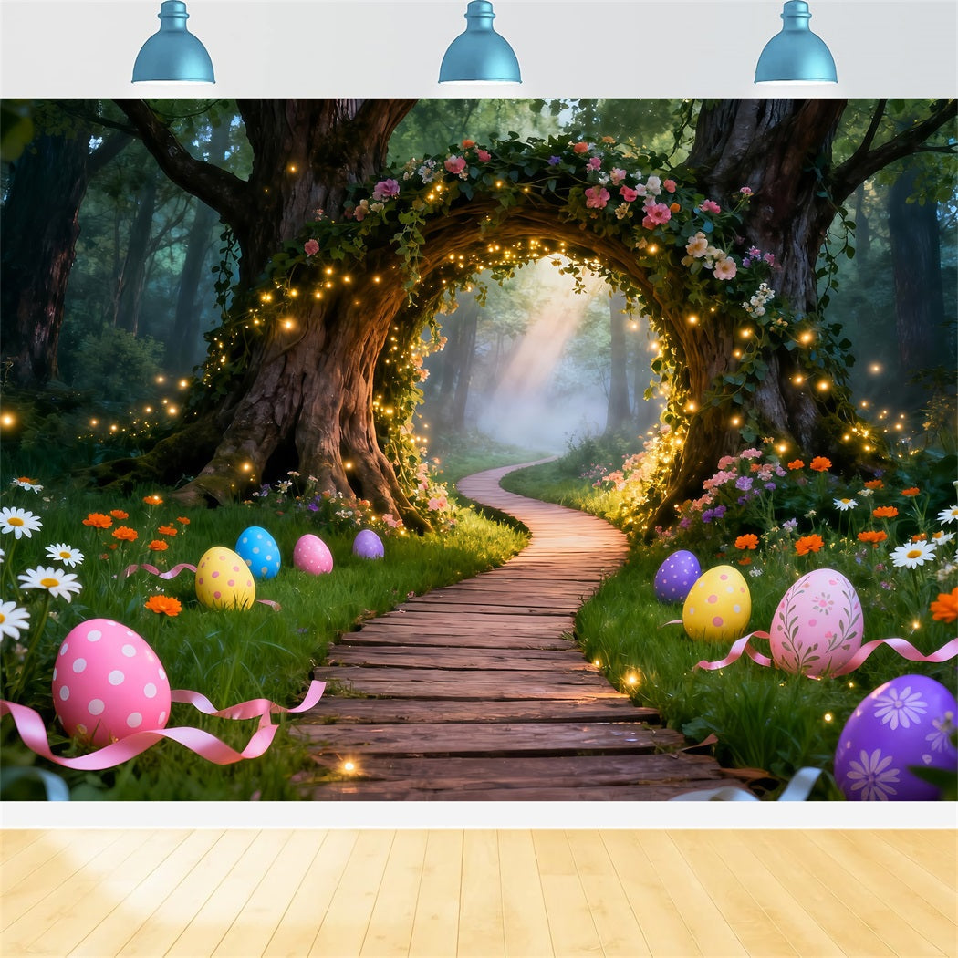 Toile de fond de Pâques Chemin Arche Lumineuse Forêt Enchantée LXX61-75