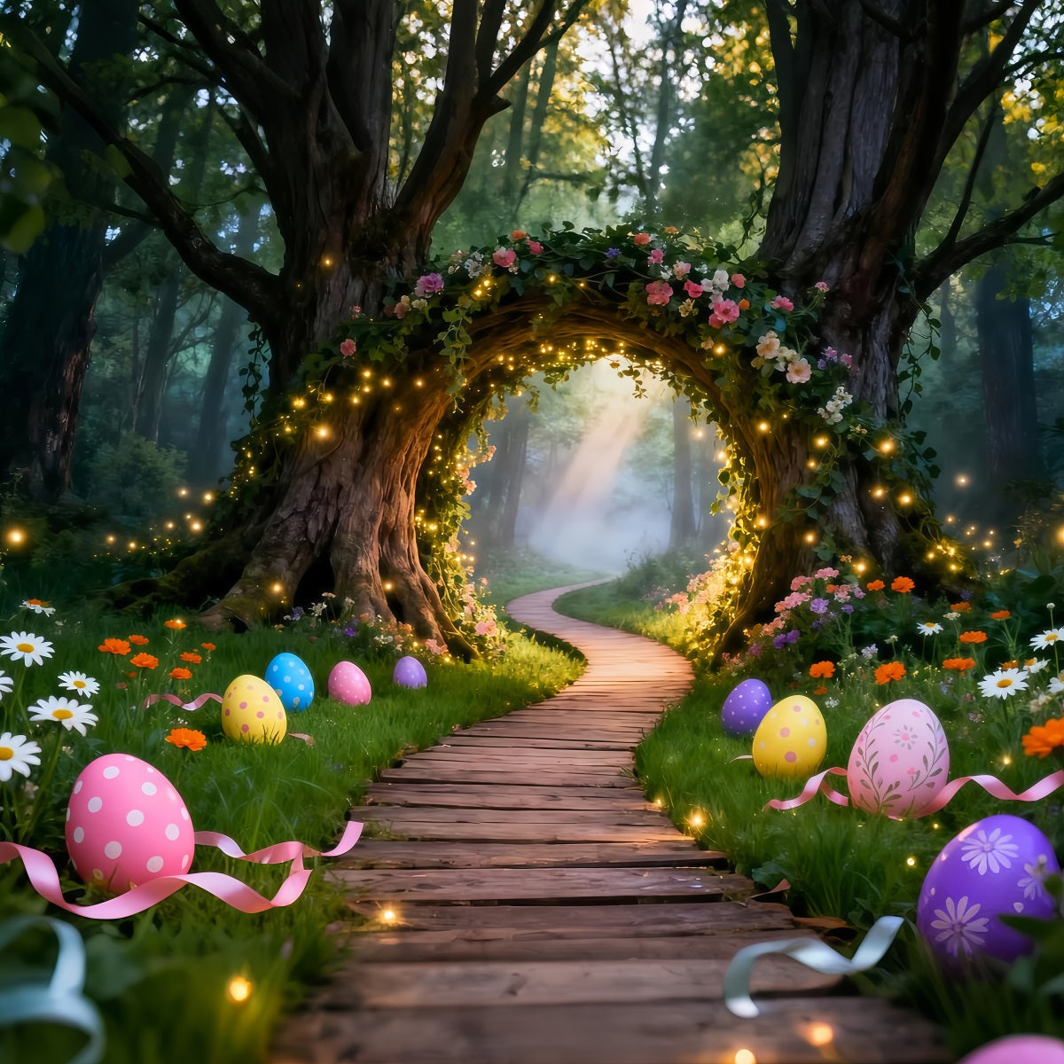Toile de fond de Pâques Chemin Arche Lumineuse Forêt Enchantée LXX61-75