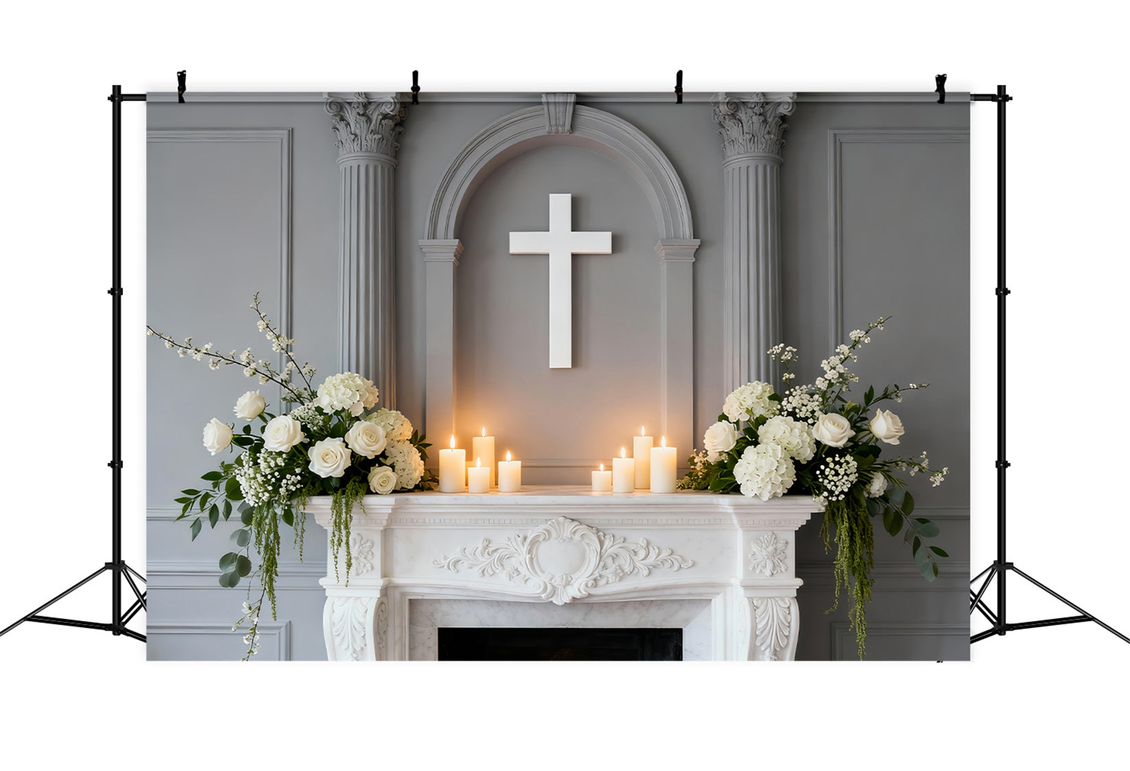 Fond Photo Pâques Croix Blanche Autel Élégant LXX61-89
