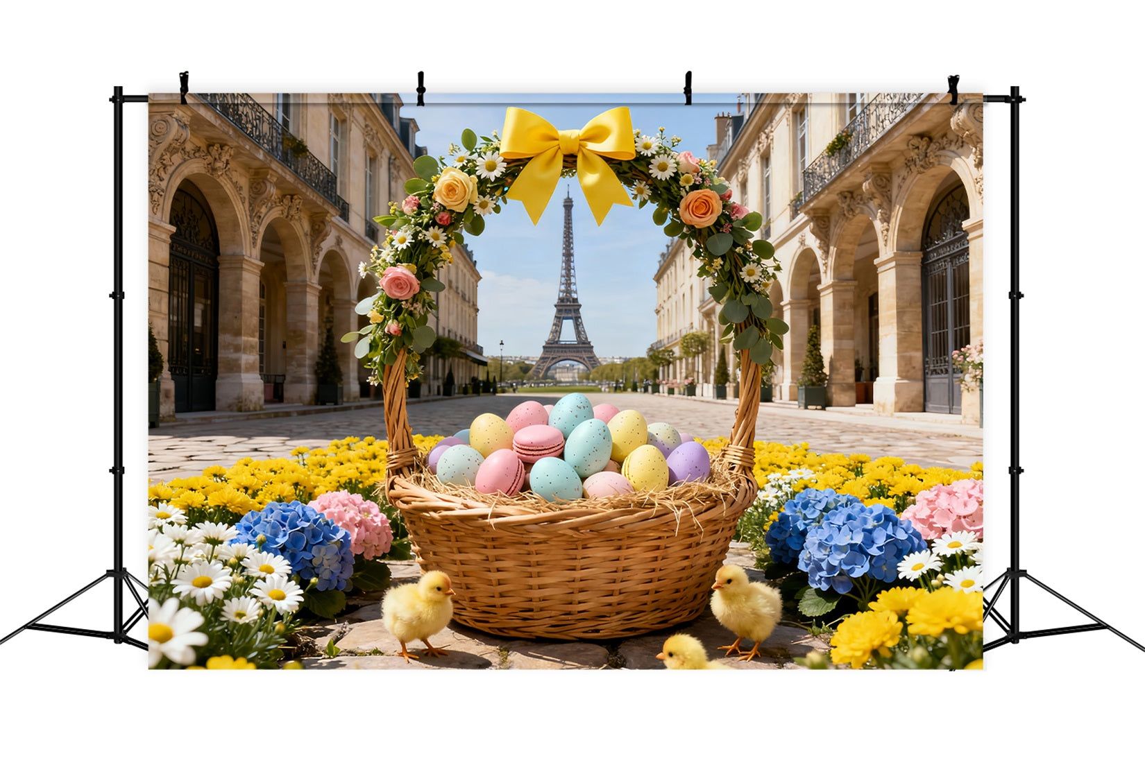 Fond de Pâques Panier Œufs Floraux Paris LXX61-96