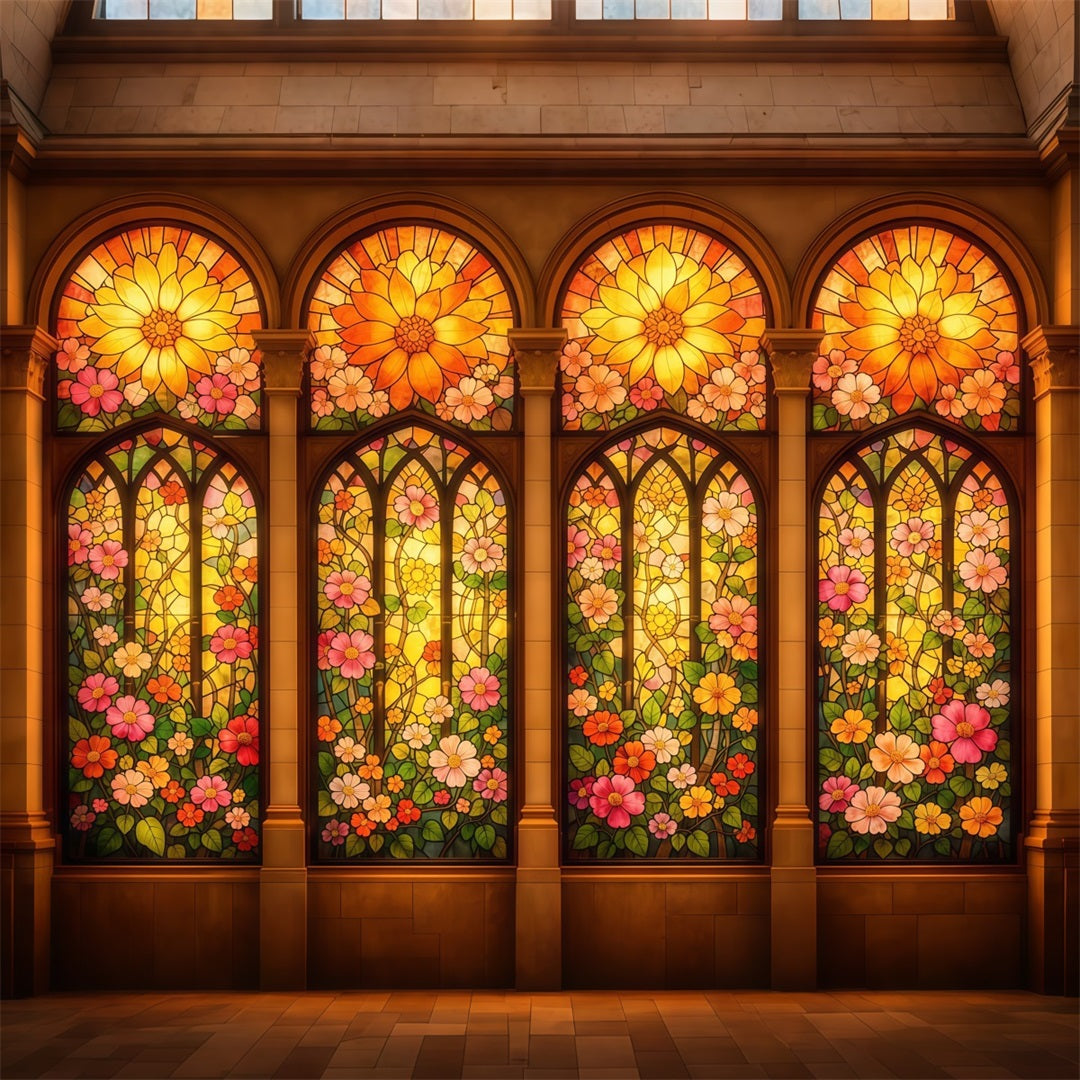 Fond Photo Pâques Fenêtres Cathédrale Florales Dorées LXX62-33