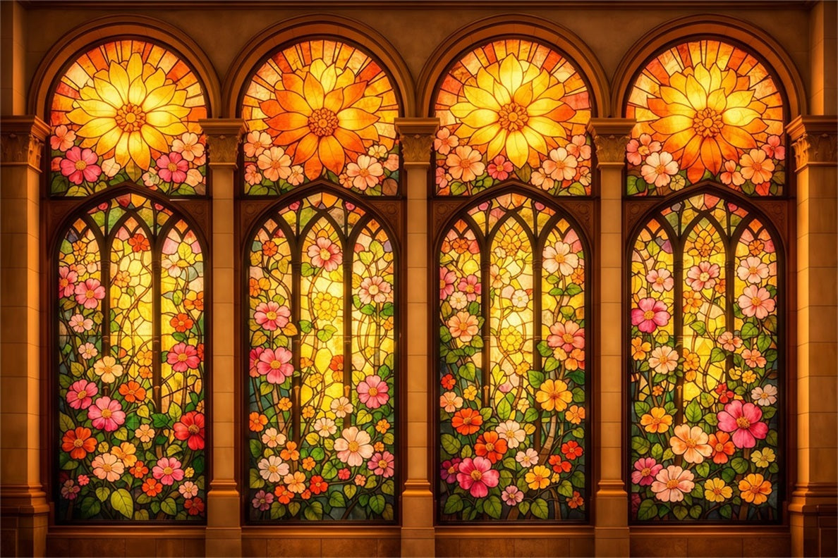 Fond Photo Pâques Fenêtres Cathédrale Florales Dorées LXX62-33