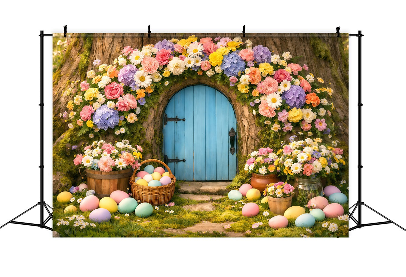 Toile de fond Studio Pâques Porte Arbre Floral Pastel LXX62-49