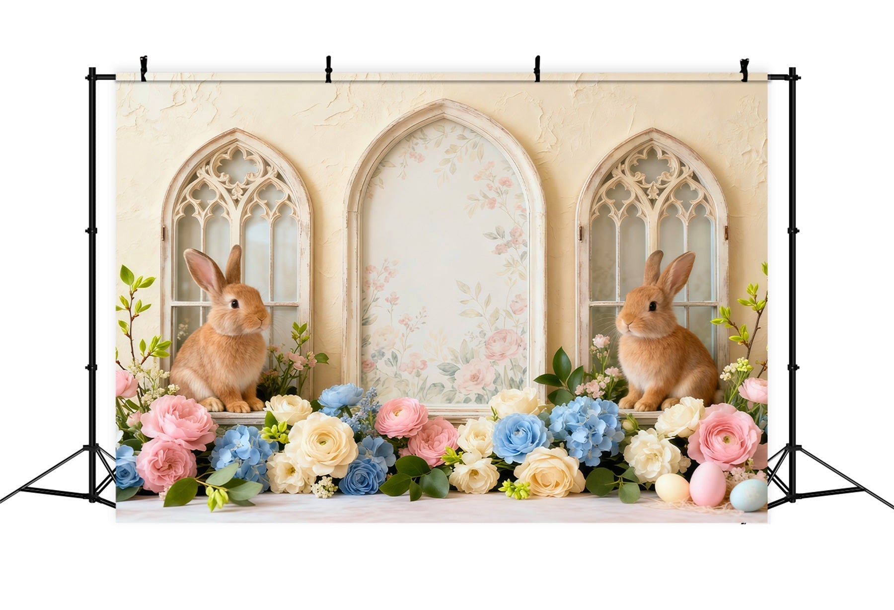Fond Studio Pâques Fenêtres Arche Florale Vintage LXX62-61
