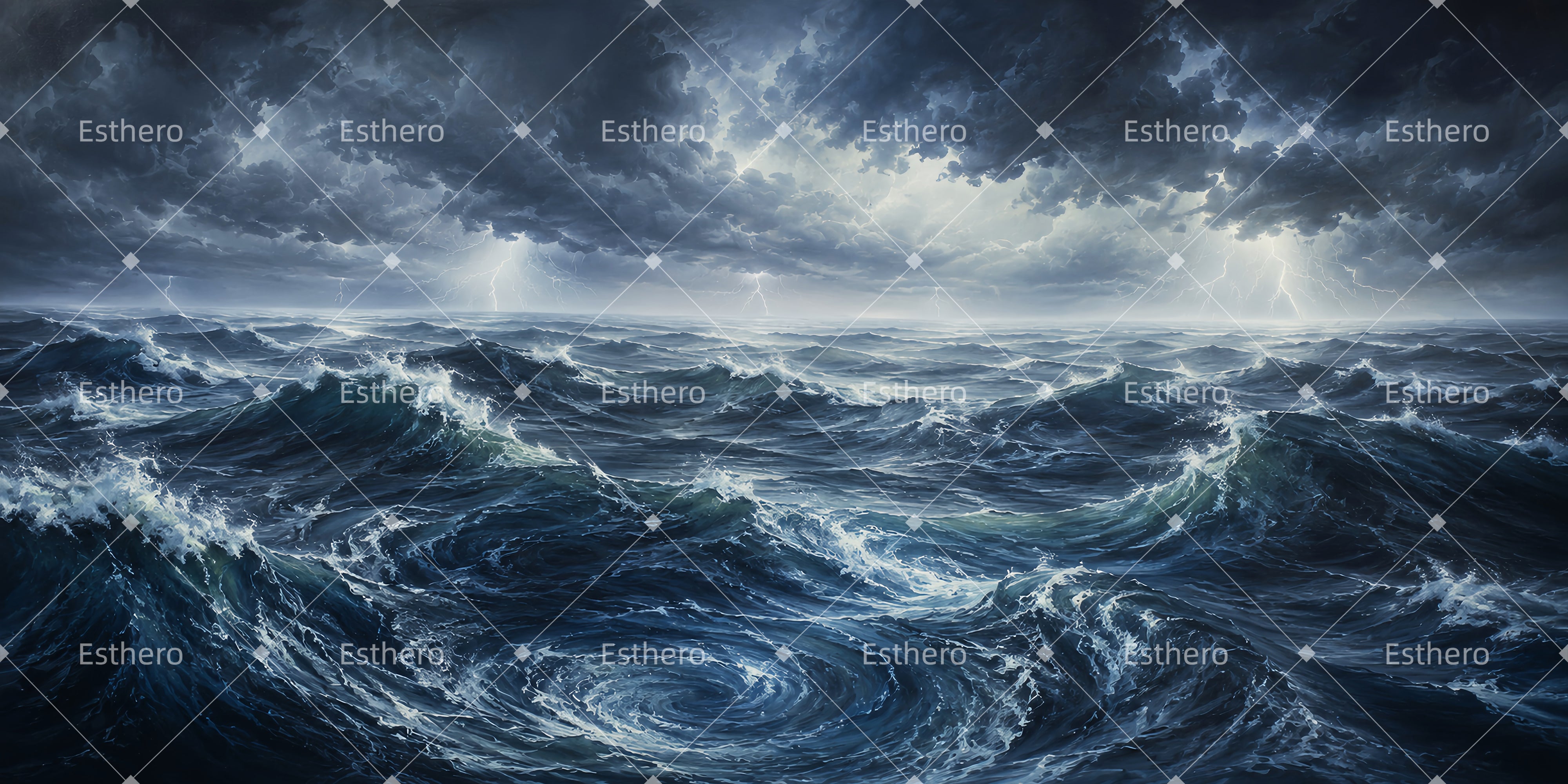 Toile de fond cinéma océan tempête vagues grand décor LXX65-T48