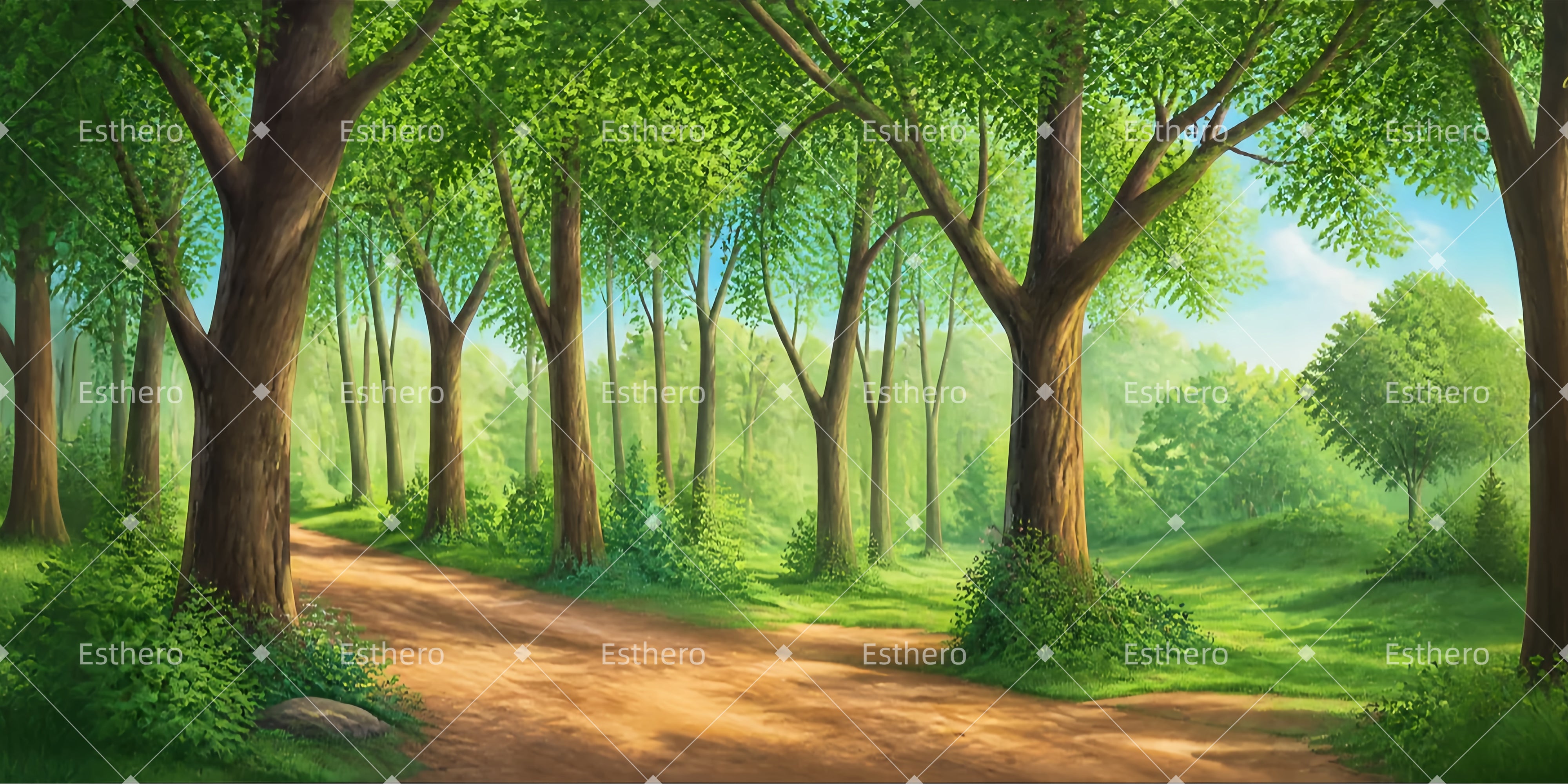 Toile de fond forêt verte Sherwood décor de scène LXX65-T65