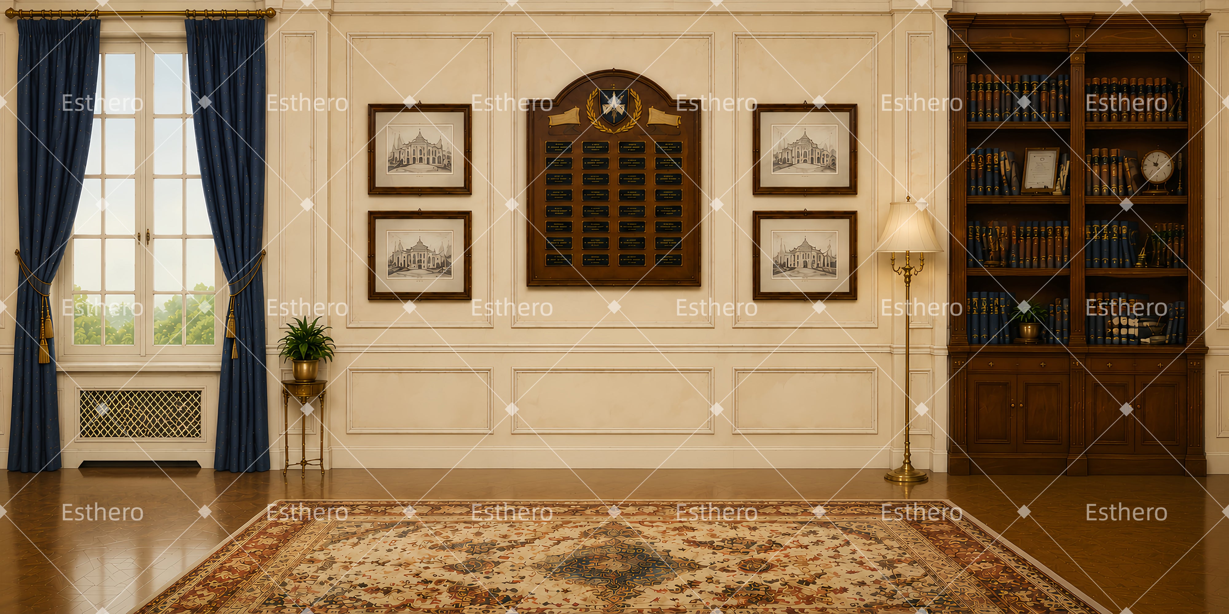 Toile de fond de théâtre bureau du directeur décor intérieur de spectacle LXX65-T85
