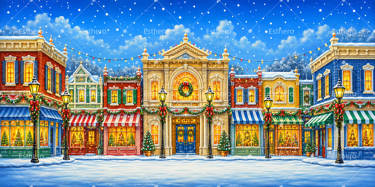 Toile de Fond de Noël Avenue Festive Décor de Théâtre LXX66-T107