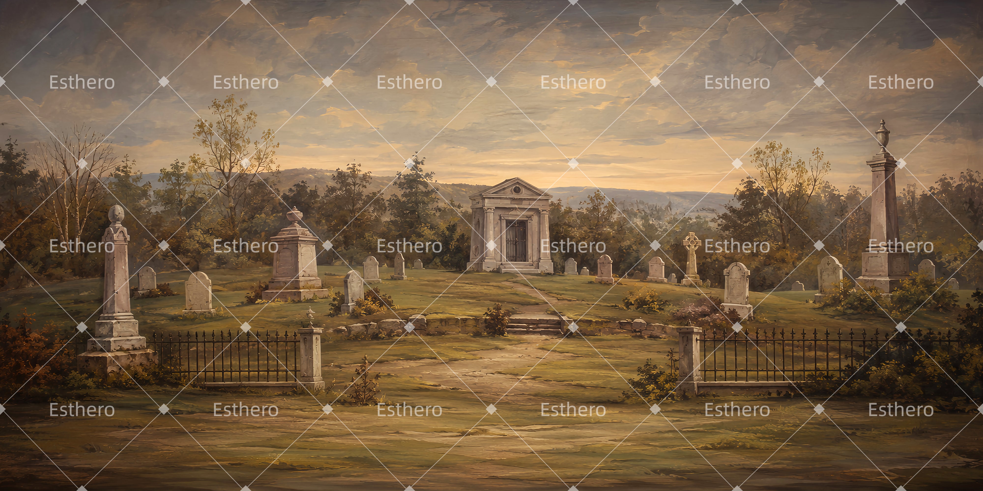 Décor théâtral Terrain de cimetière grande scène LXX66-T117