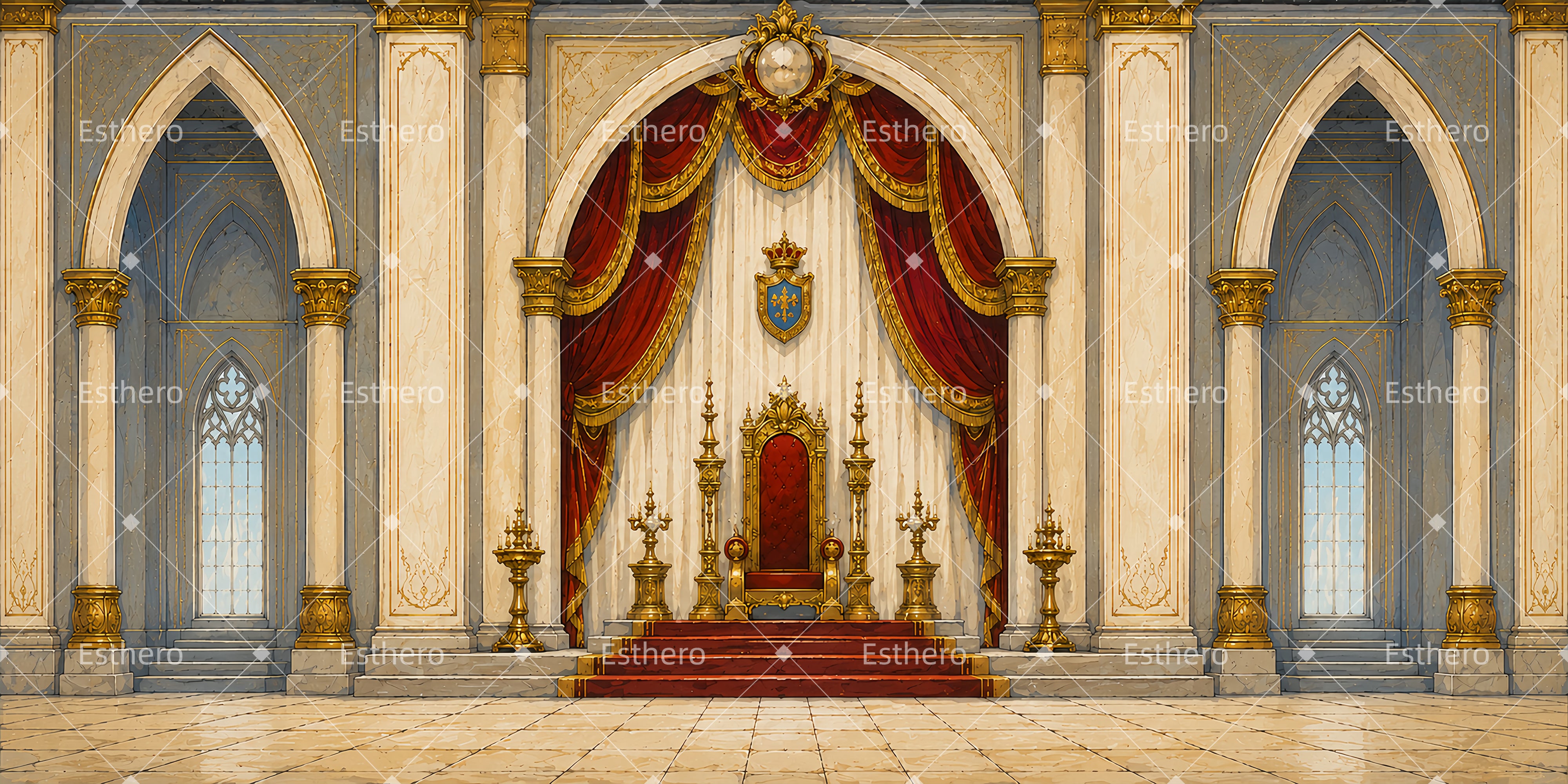 Décor de Scène Palais Royal avec Salle du Trône LXX66-T2